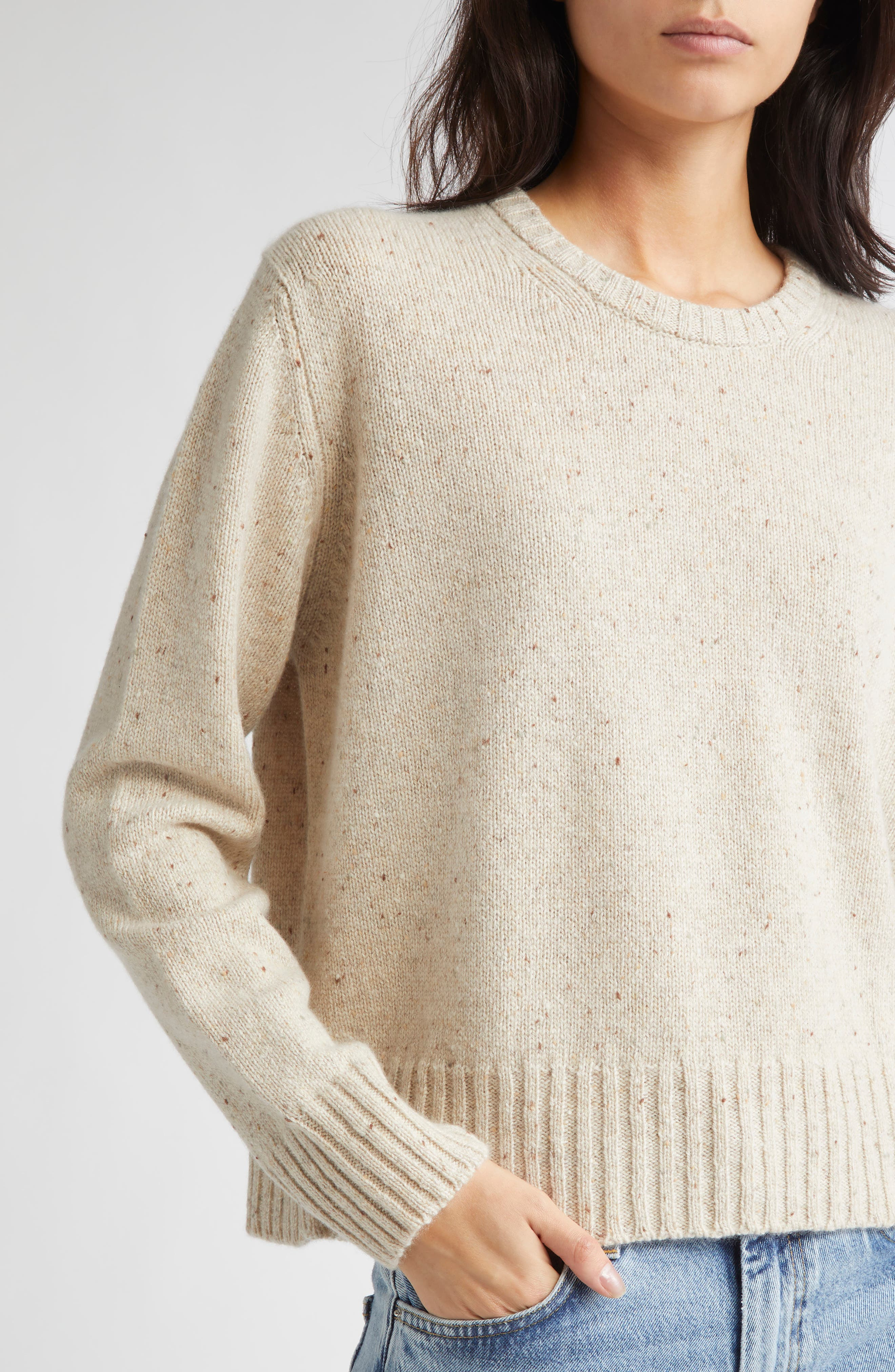 Johnstons of Elgin Relaxed Fit Cashmere Donegal Sweater in Cream Dun Donegal at Nordstrom - 4