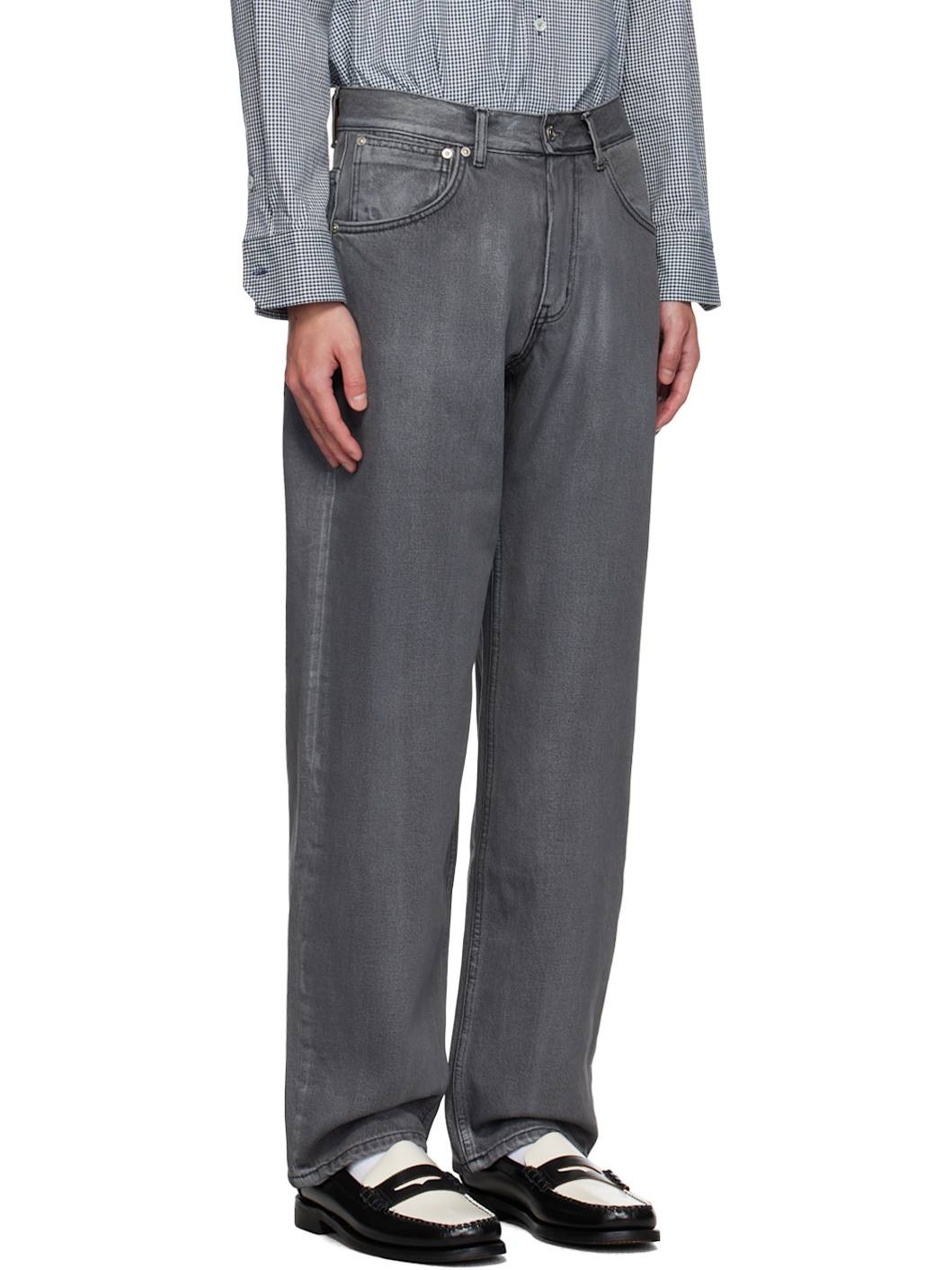 Gray Coated Wide Jeans - 2
