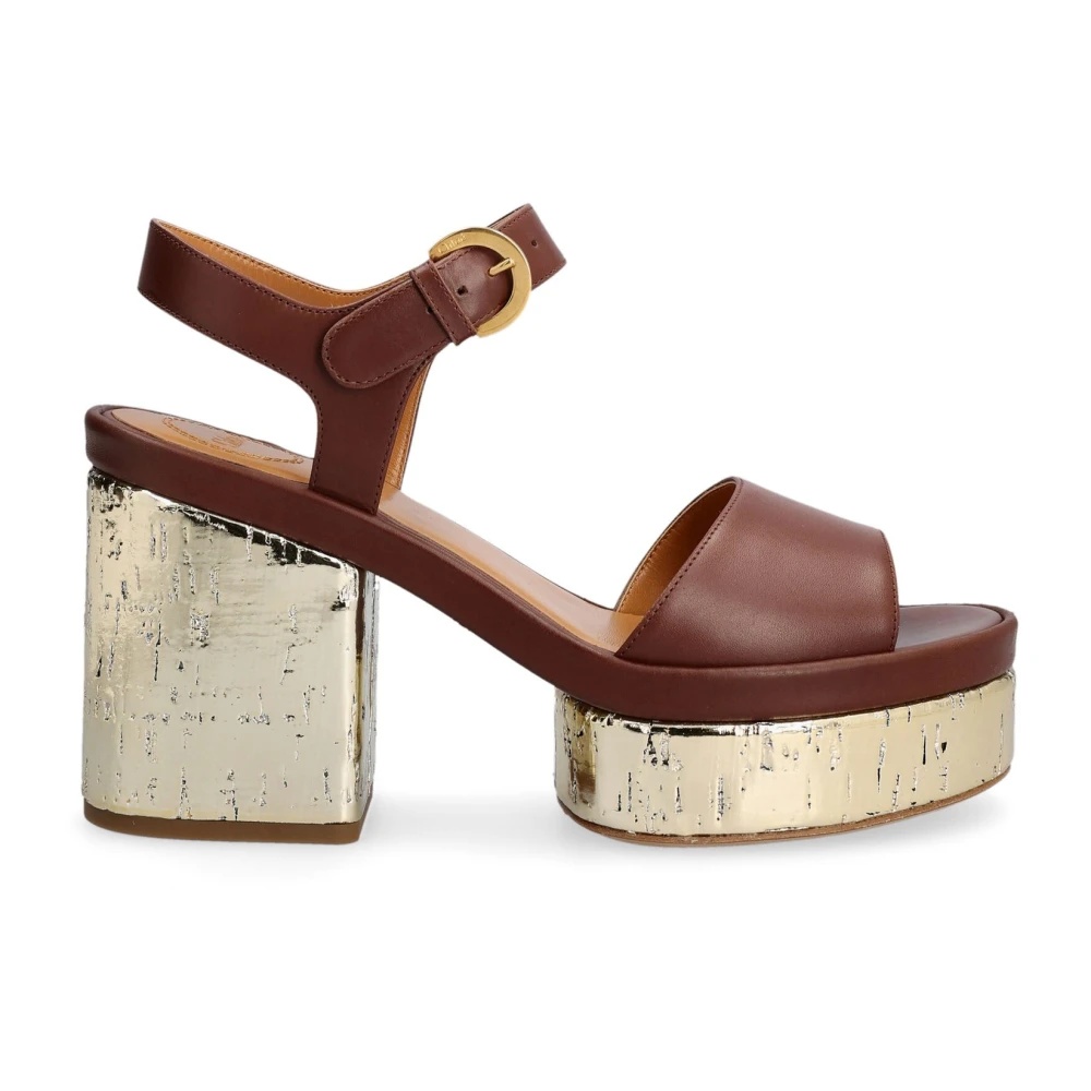 LEATHER SANDALS WITH ANKLE BUCKLE CLOSURE - 1
