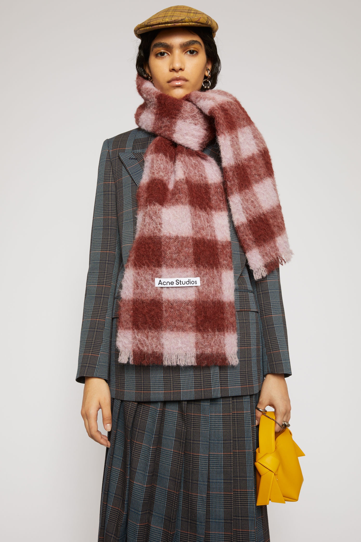 Checked scarf pink/brick red - 3