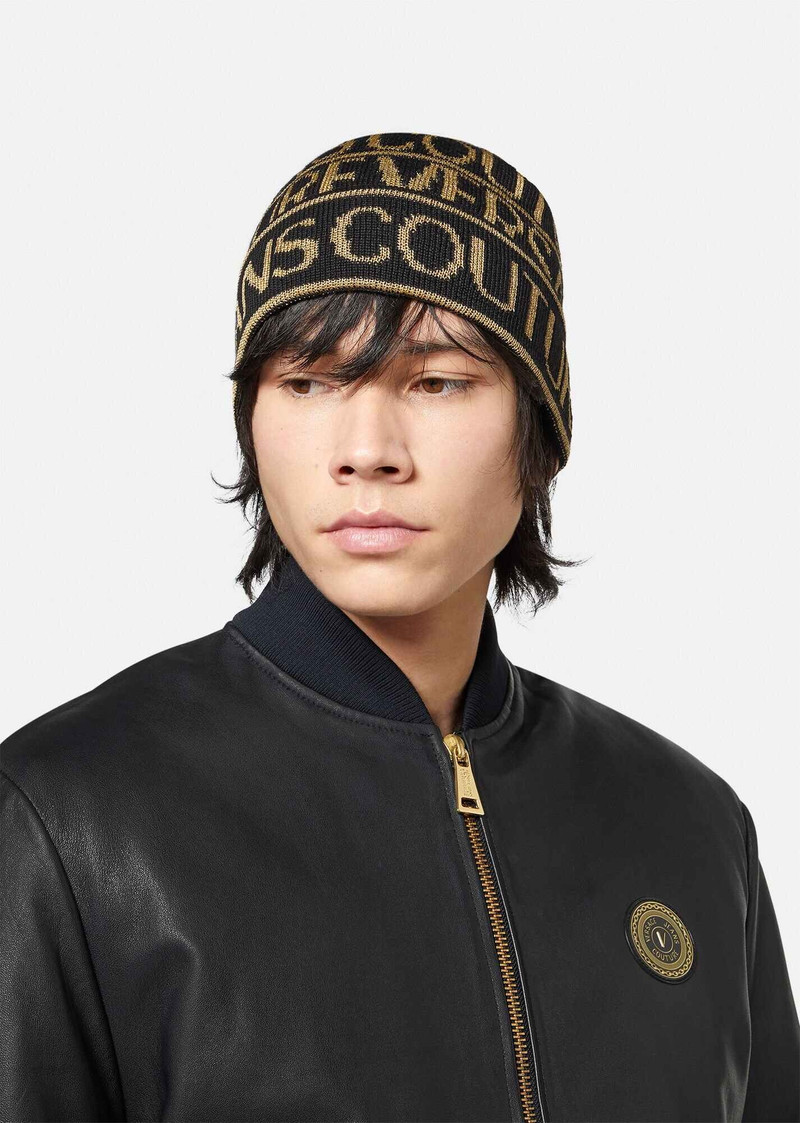 VERSACE JEANS COUTURE Logo Pattern Wool Blend Cap outlook