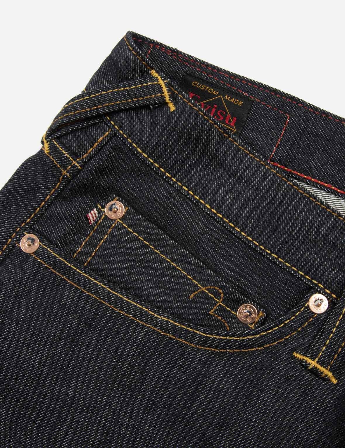 DEER AND SEAGULL EMBROIDERY SLIM FIT SELVEDGE DENIM JEANS #2010 - 9