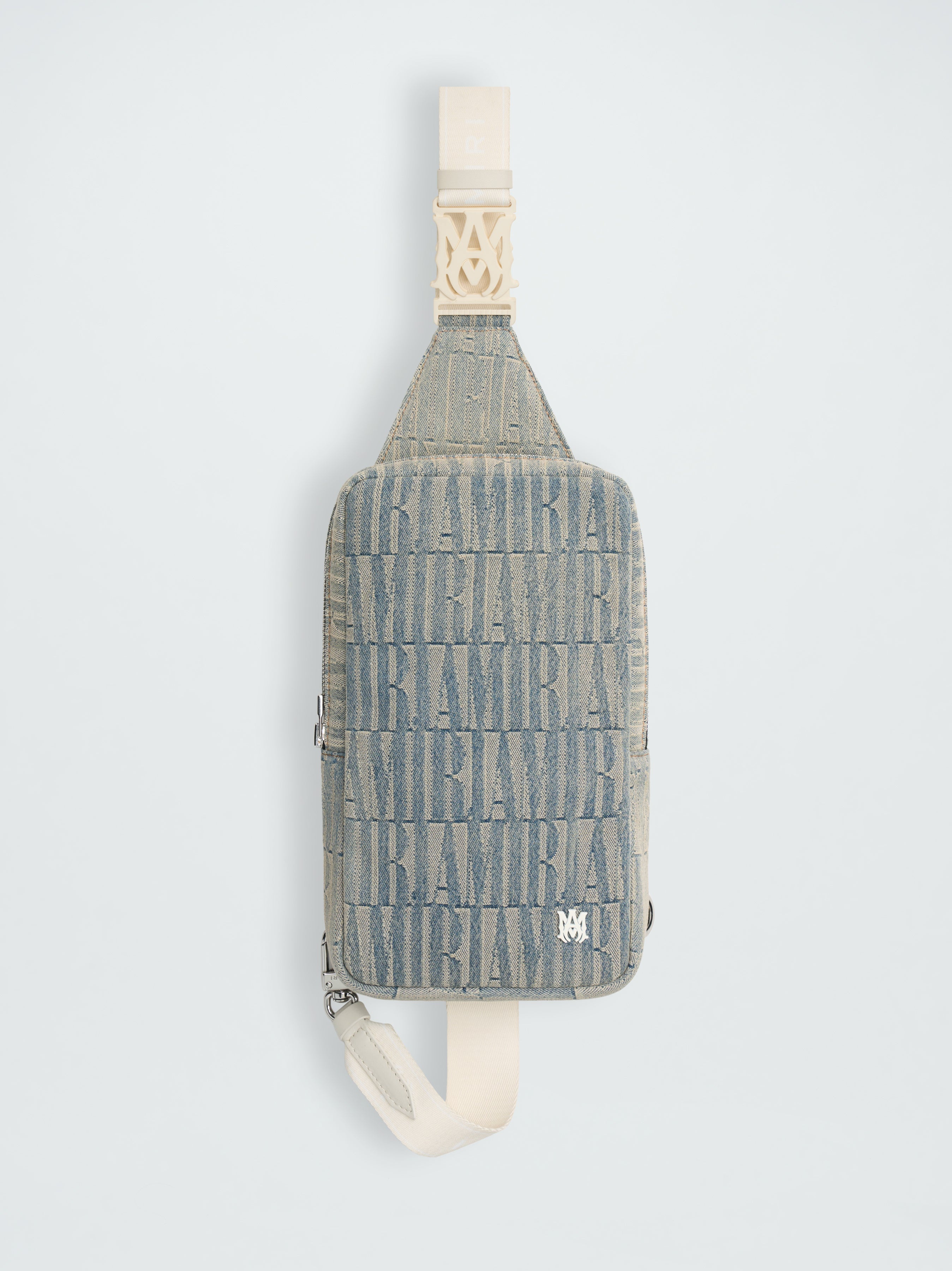 AMIRI JACQUARD DENIM SLING BAG - 1