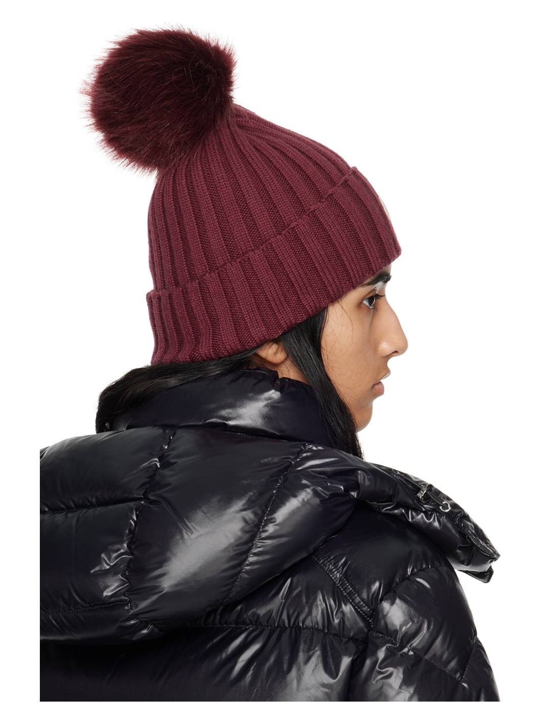 Burgundy Pom Pom Beanie - 3