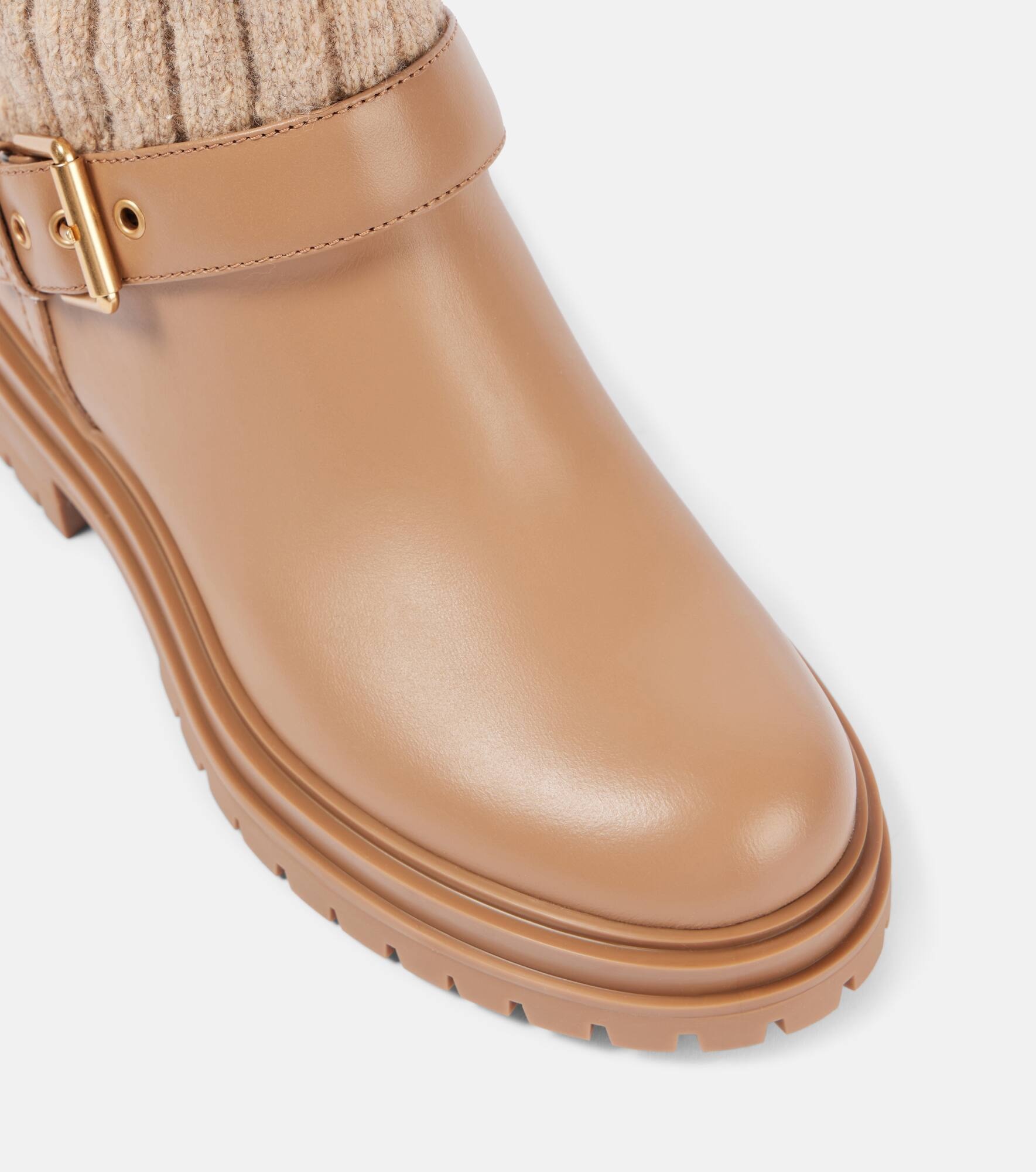 Thurso leather-trimmed biker boots - 5