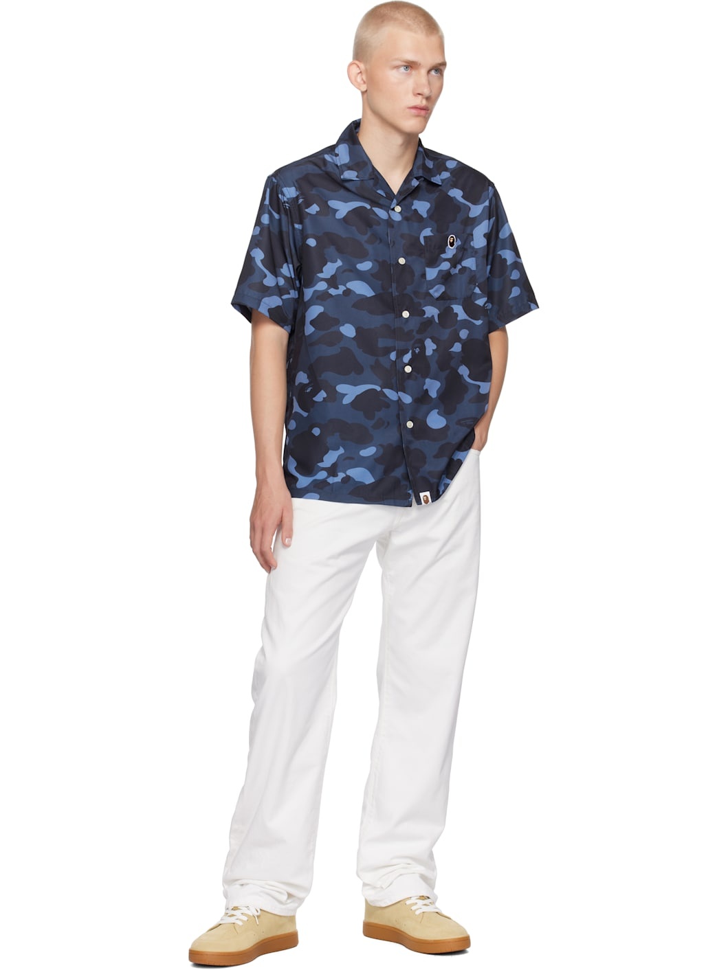 Navy Color Camo Ape Head One Point Shirt - 4