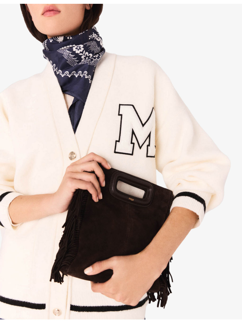 Logo-Embossed Long-Sleeve Stretch-Knit Cardigan - 4