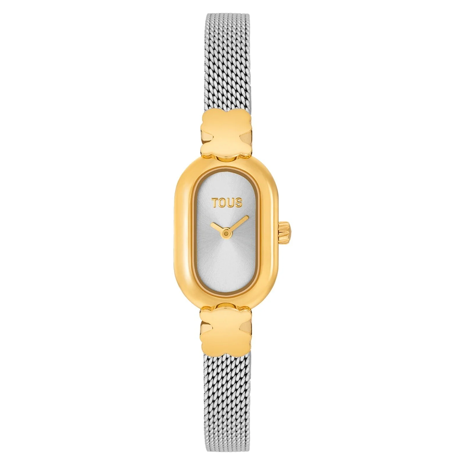Jeweled Analog watch with steel and gold-colored steel bracelet Oval Icon - 1