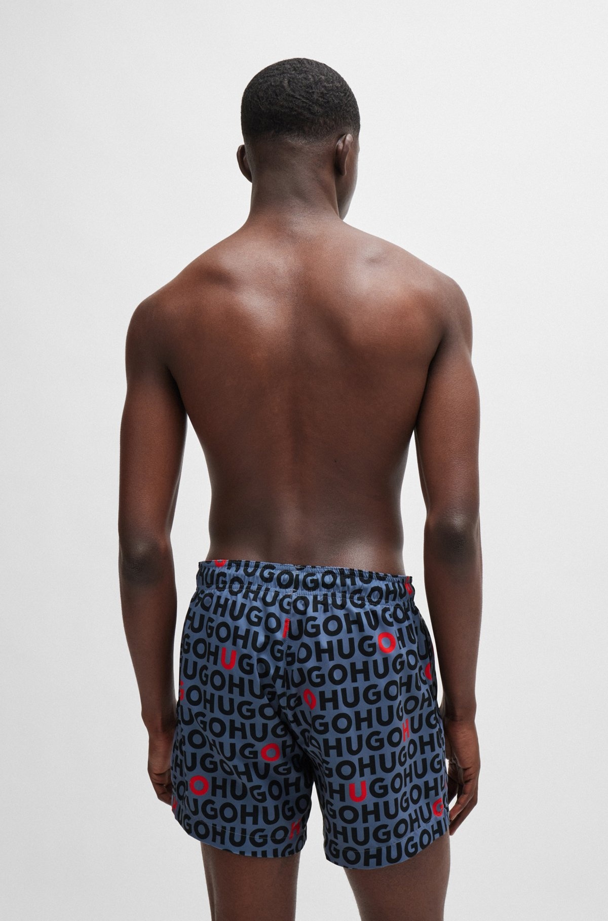 -MATERIAL SWIM SHORTS WITH LOGO PRINT - 4