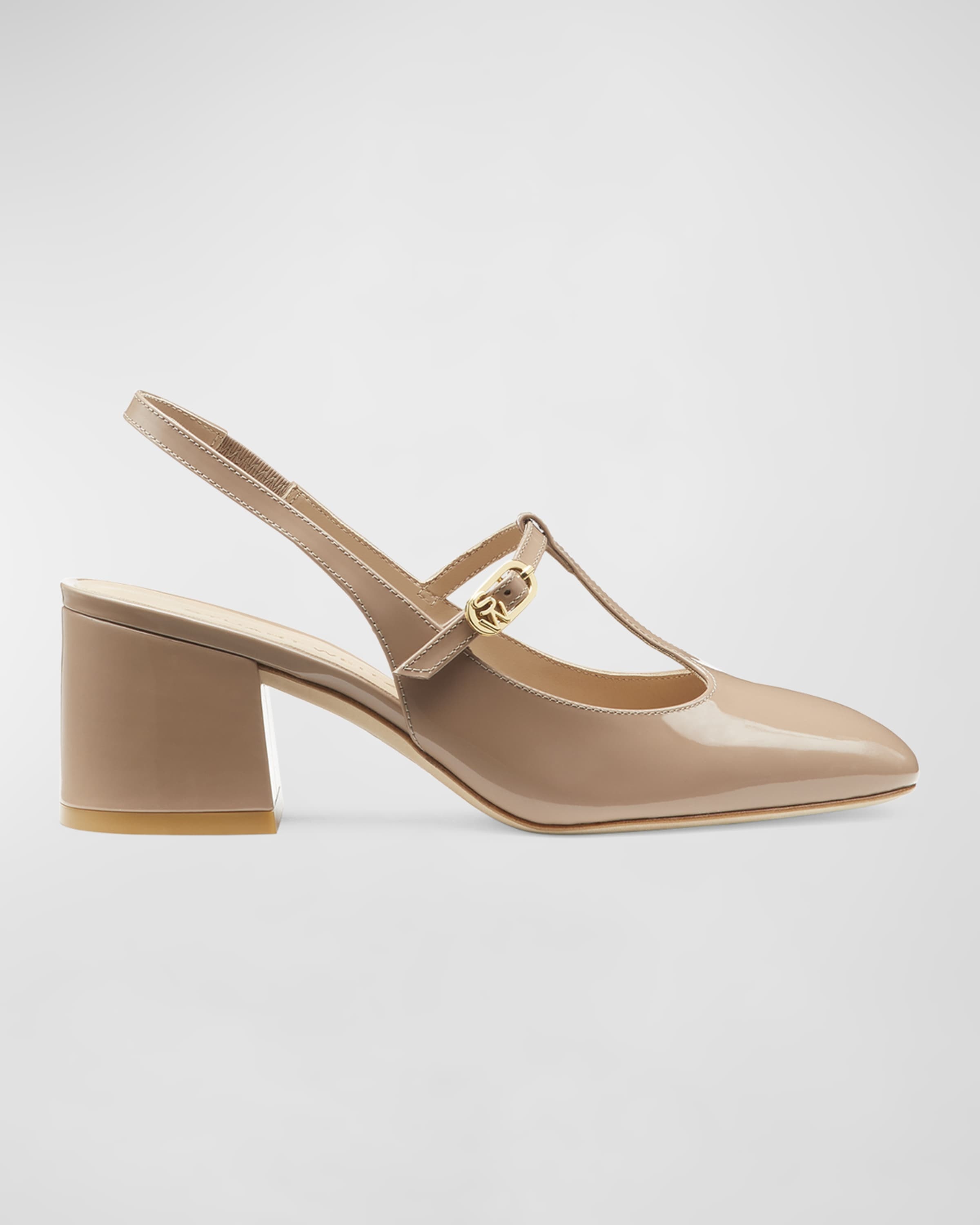 Jane Patent T-Strap Slingback Pumps - 1