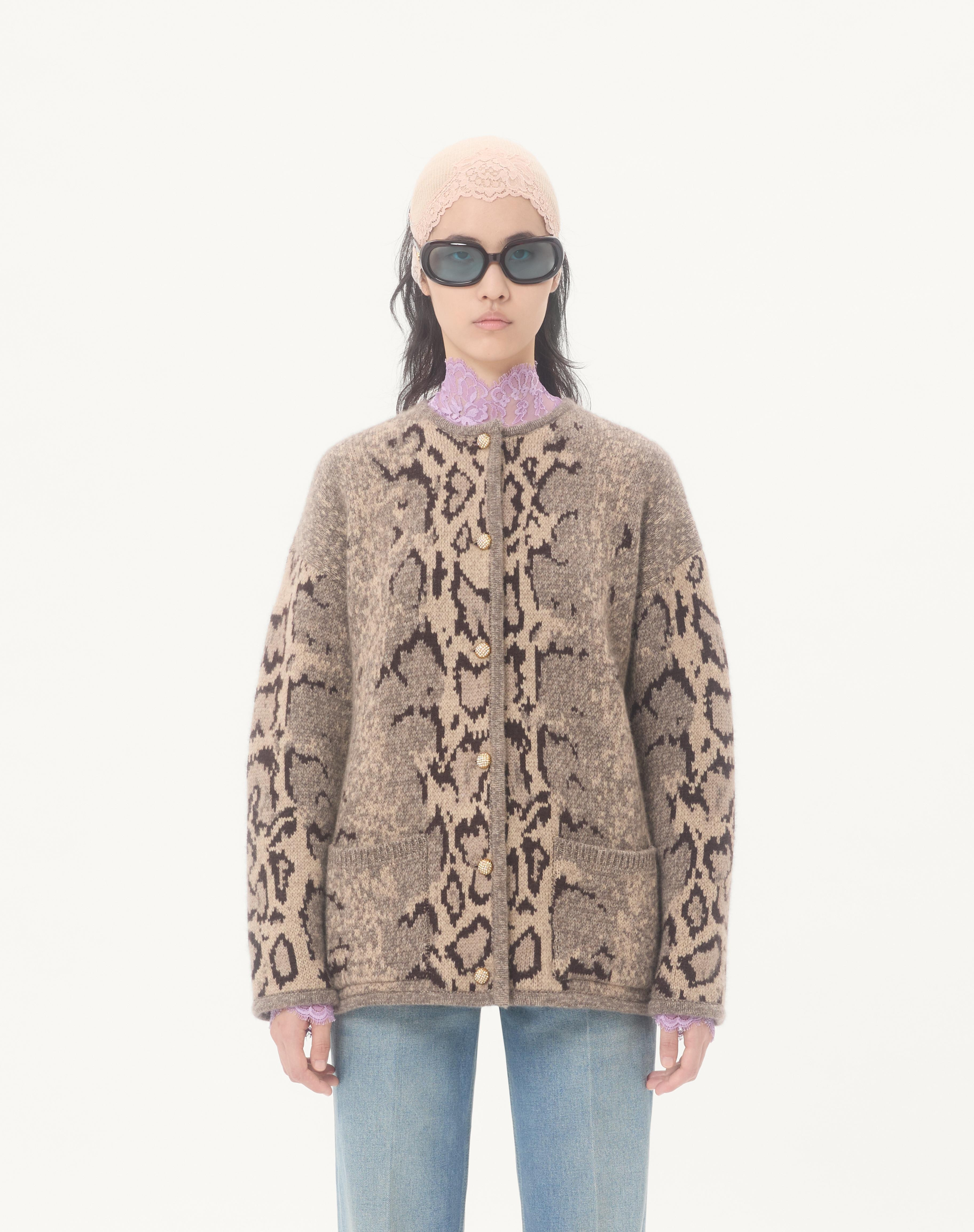 CASHMERE ANIMAL PRINT CARDIGAN - 4