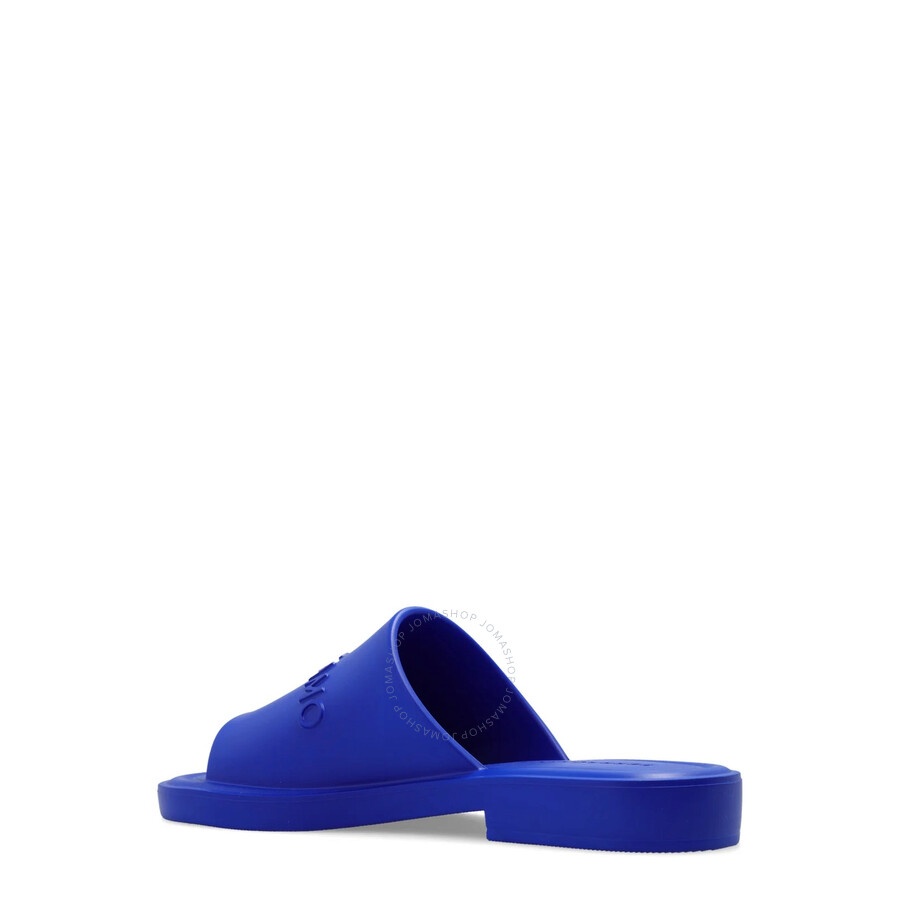 Ferragamo Men's Blue Logo-Embossed Slip-On Sandals - 3