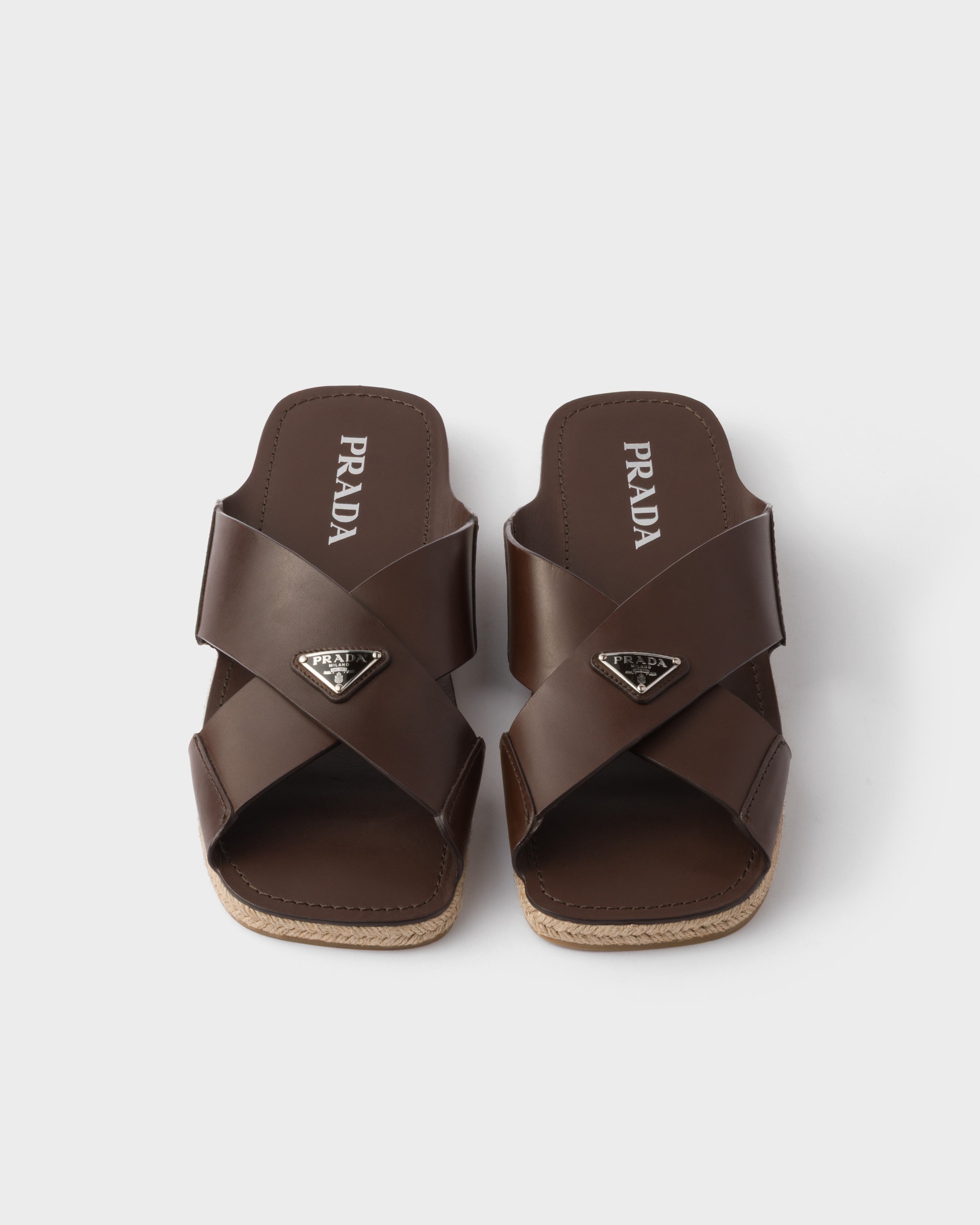 Crisscross leather slides - 3