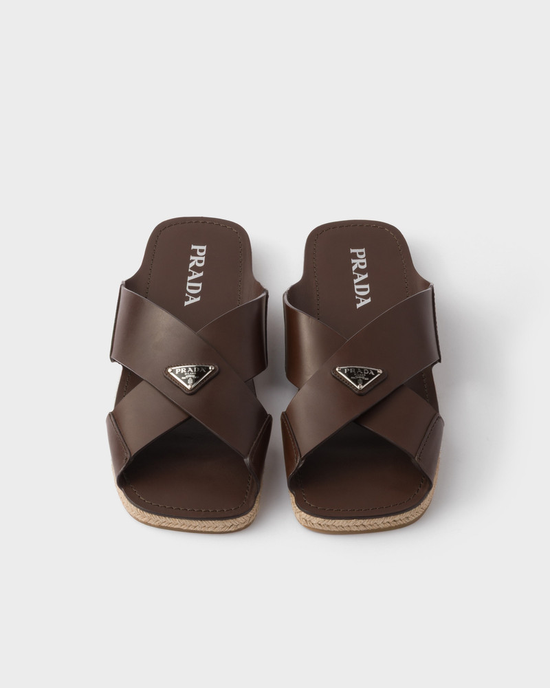 Crisscross leather slides 3