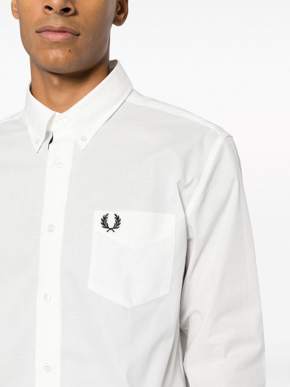 logo-embroidered cotton shirt - 5