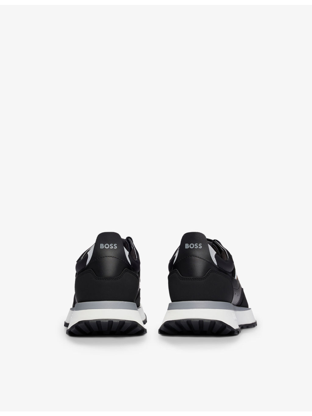 Brand-print mesh and faux-leather low-top trainers - 4