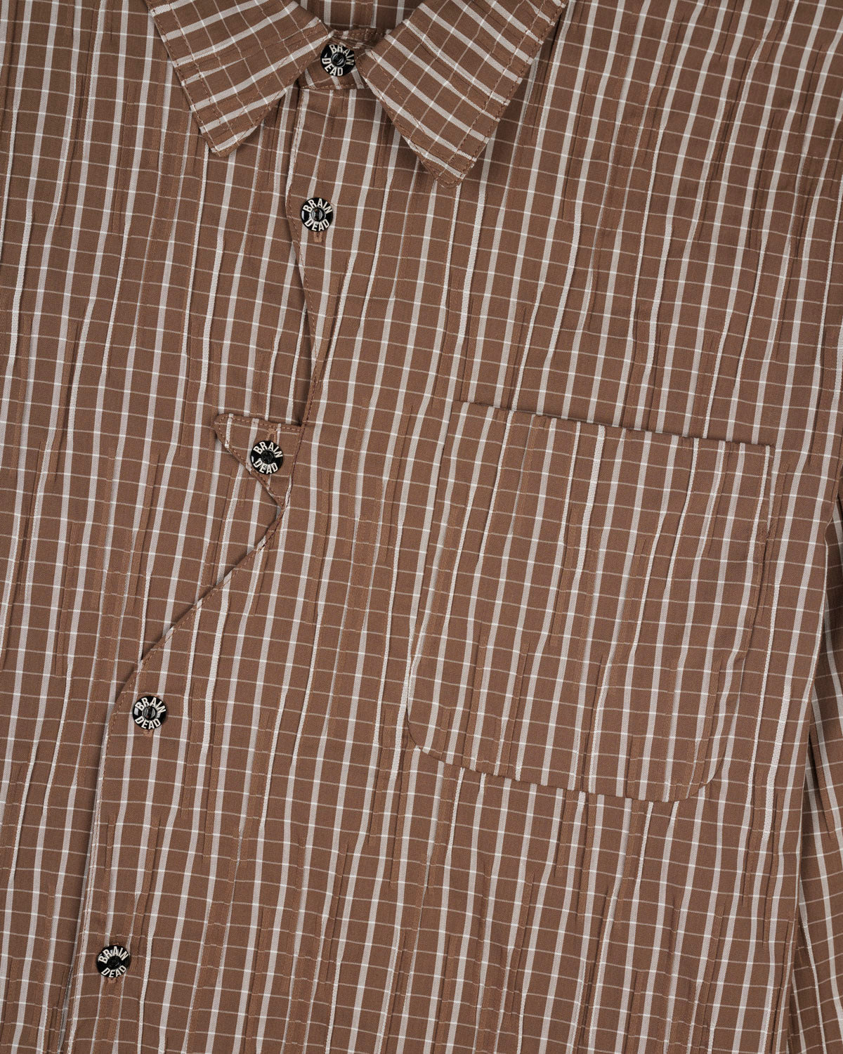 Organic Placket Button Up Shirt - Brown - 5