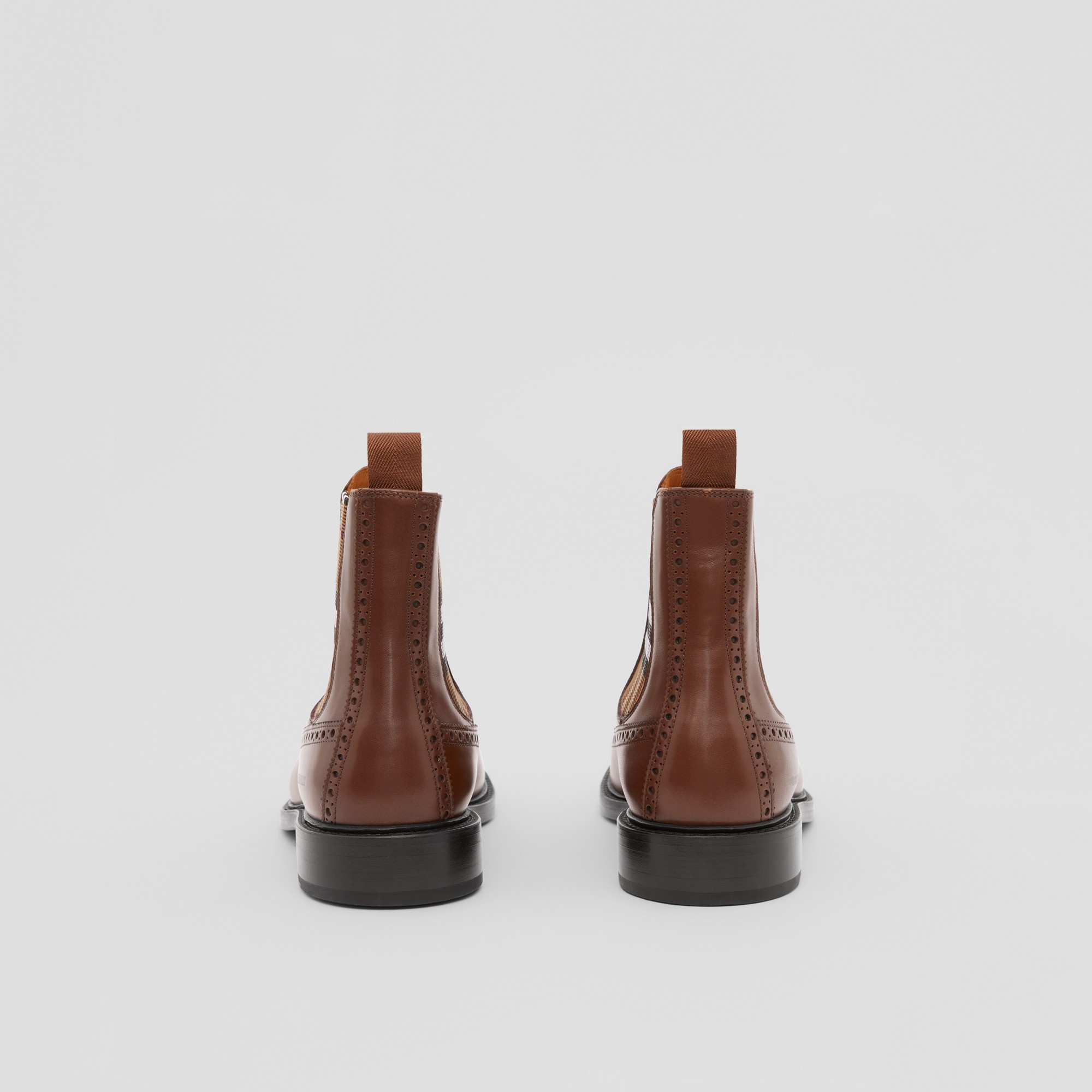 Vintage Check Detail Leather Chelsea Boots - 4
