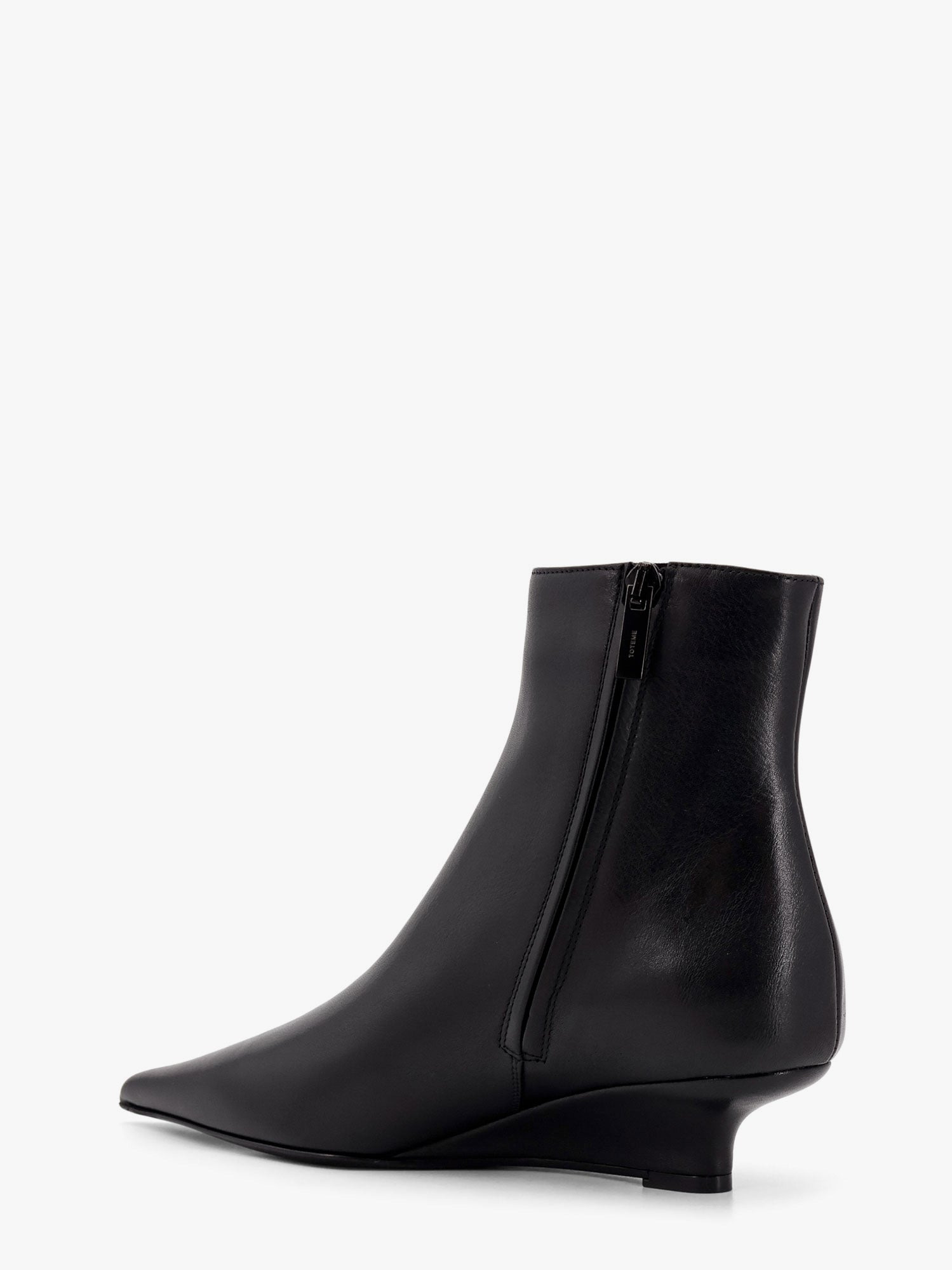 Leather Ankle Boots With Wedge Heel - 3
