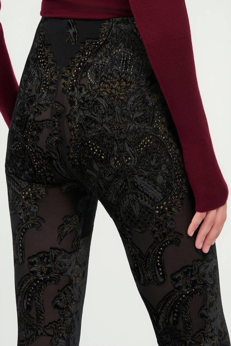 Devoré chenille leggings with ornamental print 6