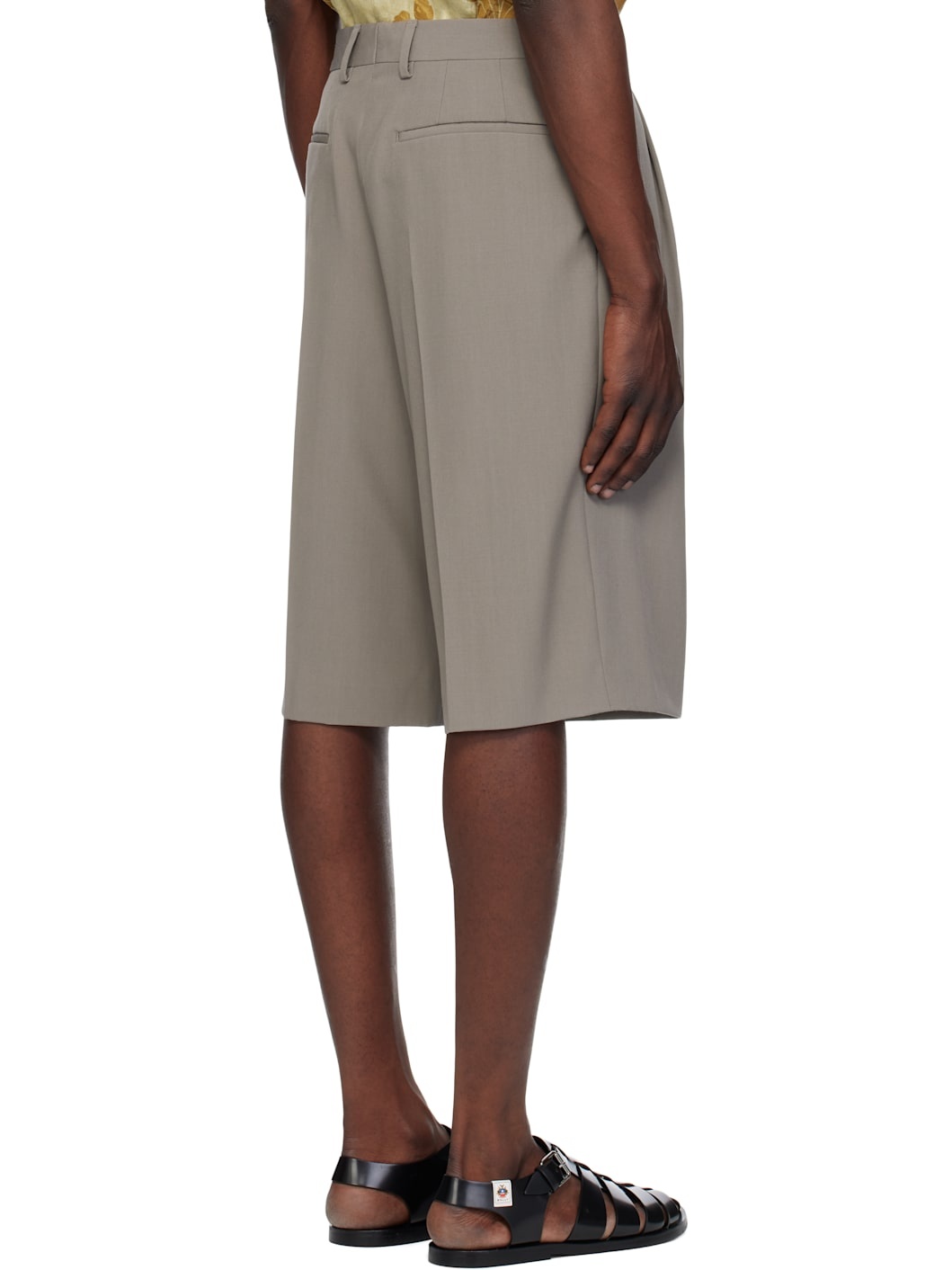 Gray Tailored Wool Shorts - 3