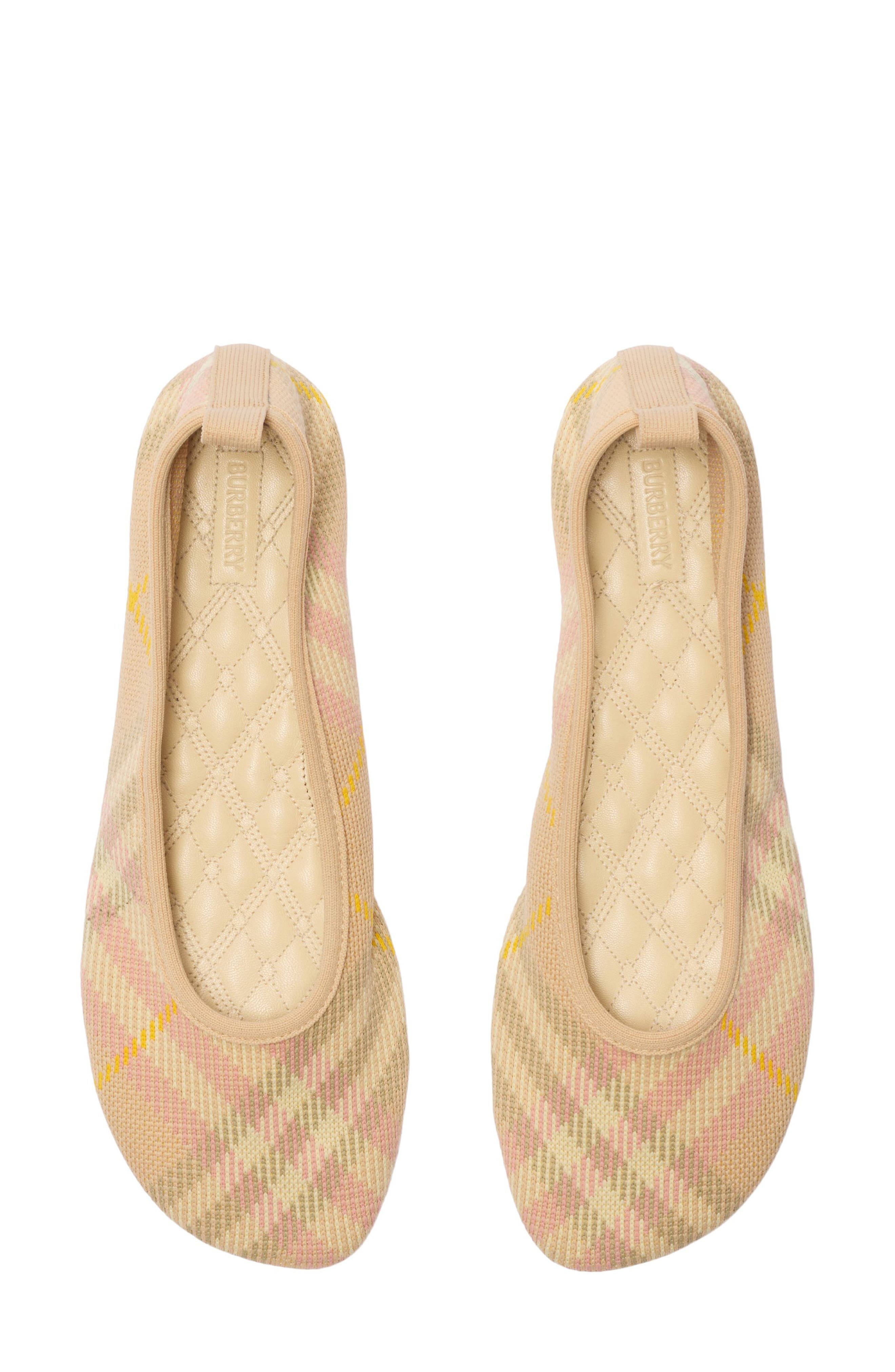 burberry Baby Check Knit Ballerina Flat in Teacup Ip Check at Nordstrom - 4
