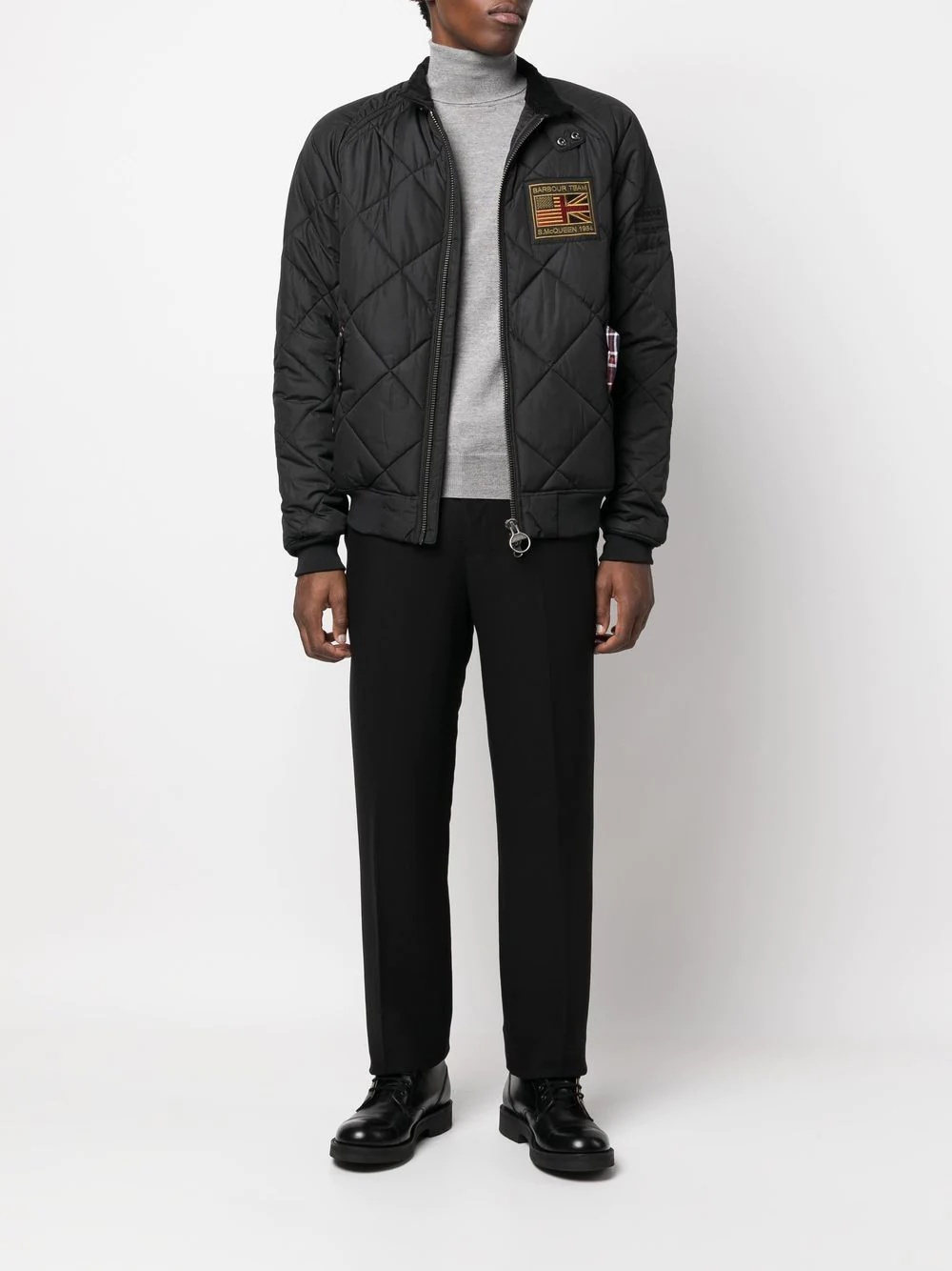logo-patch quilted jacket - 2