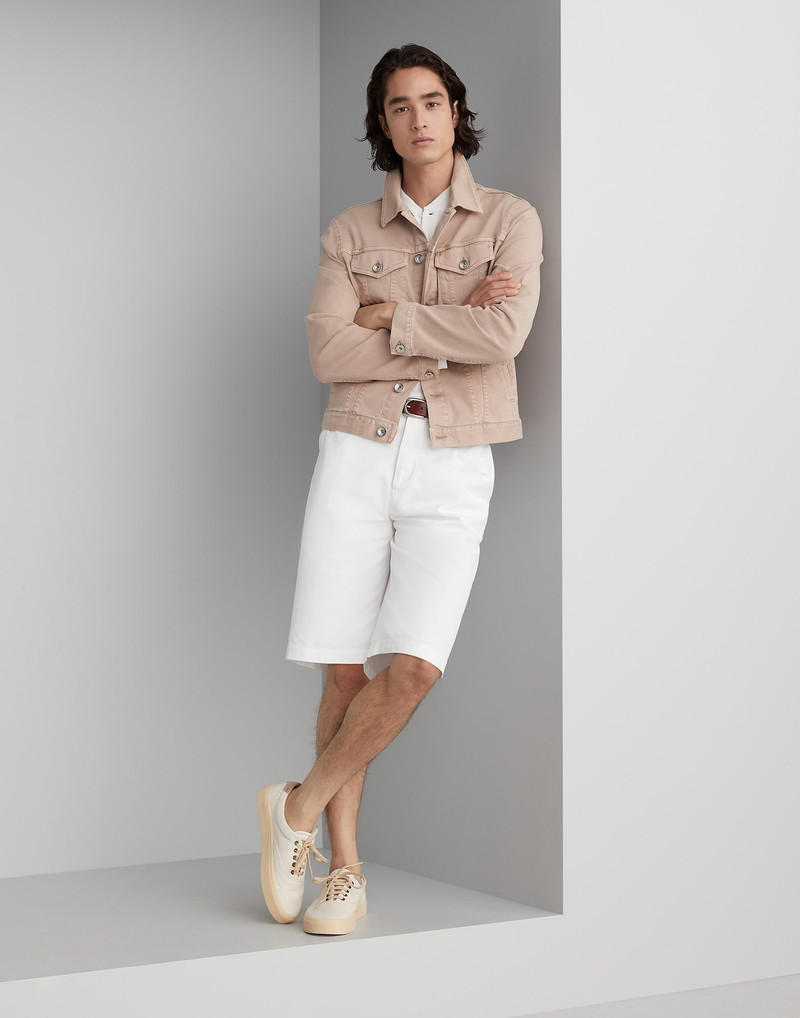 Garment-dyed basic fit Bermuda shorts in twisted cotton gabardine 4