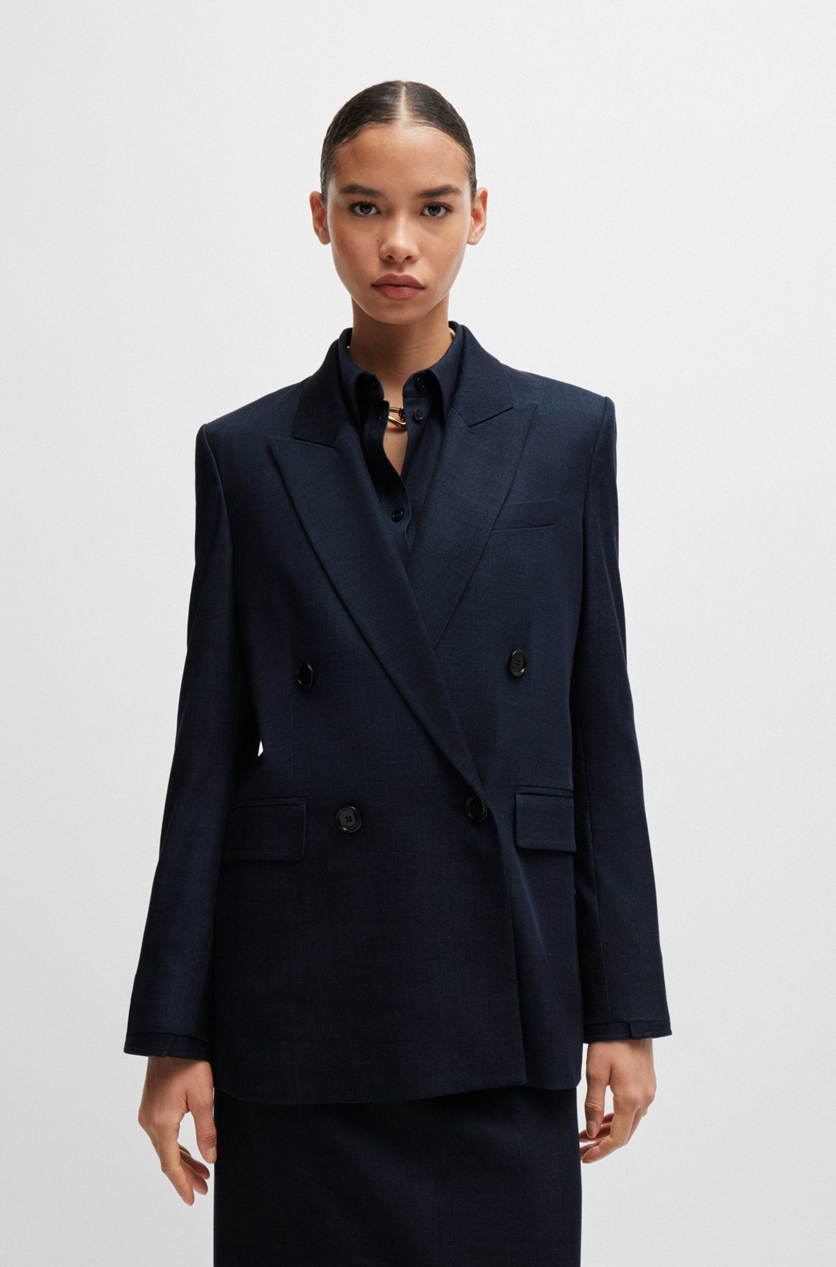 REGULAR-FIT LONG-LENGTH JACKET IN DENIM-EFFECT TWILL - 2
