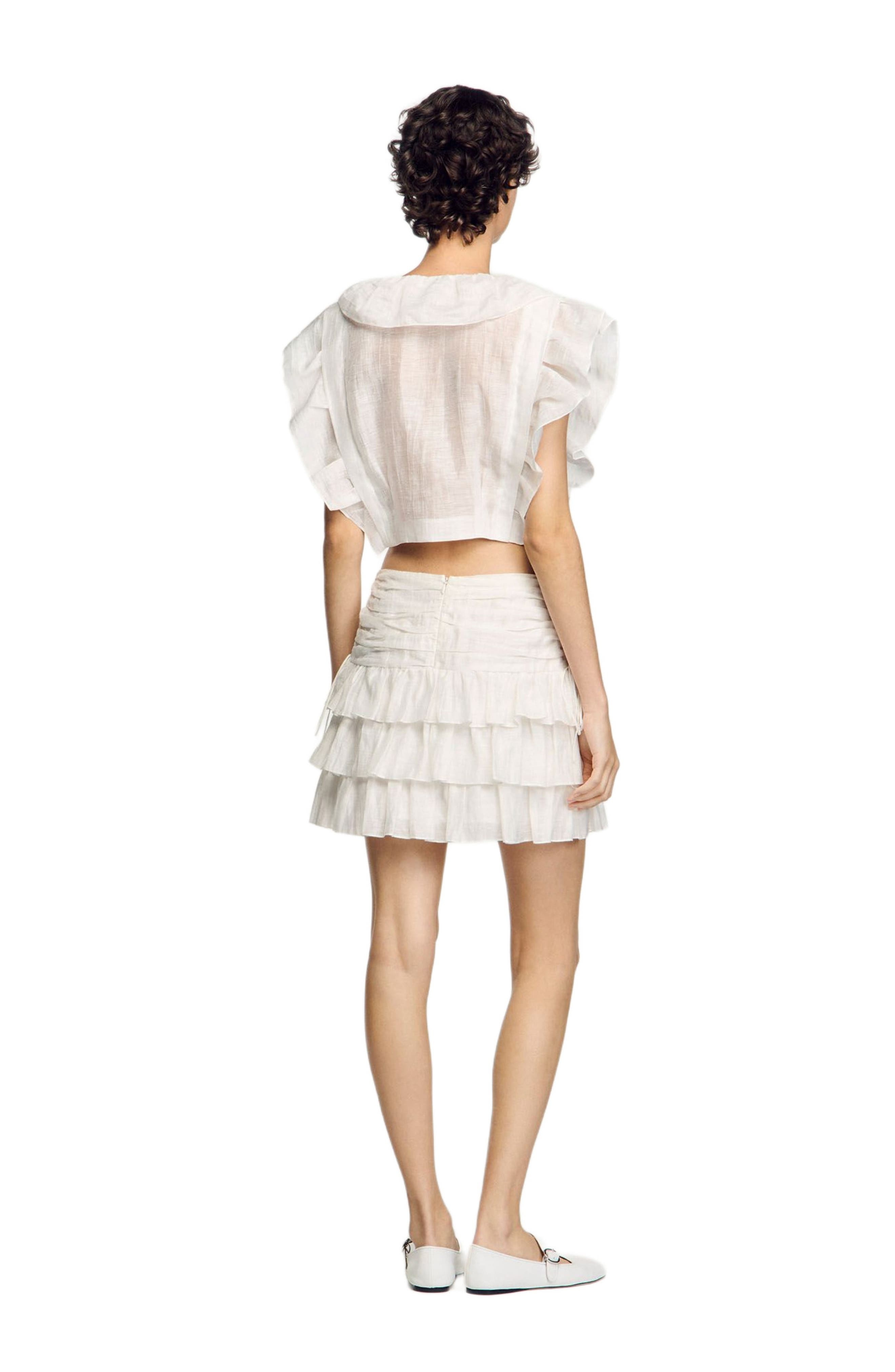 SANDRO Ruffled crop top in White at Nordstrom - 2