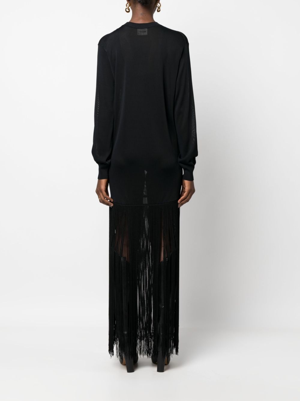 fine-knit fringed dress - 8