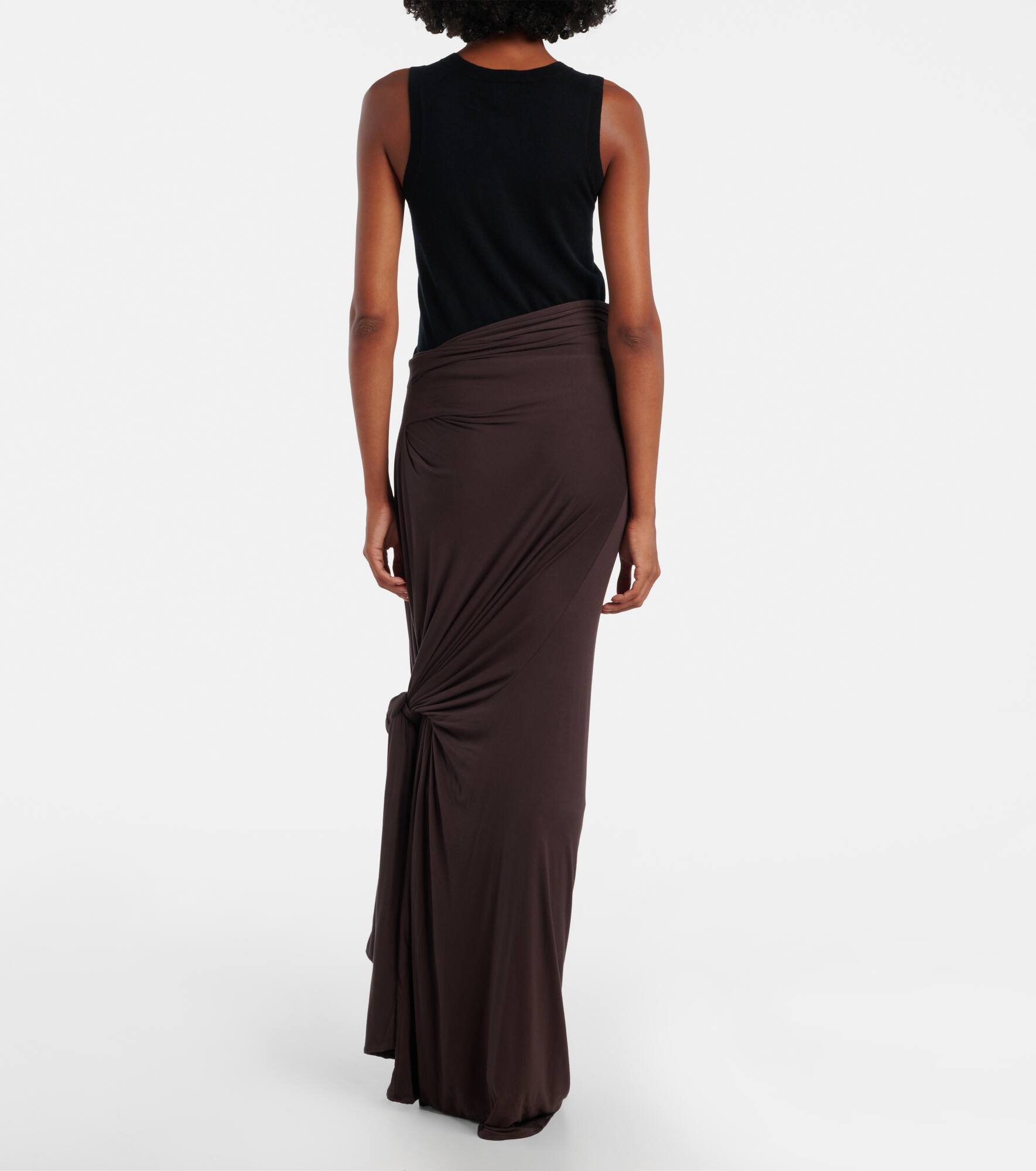 Asymmetric draped jersey maxi skirt - 3