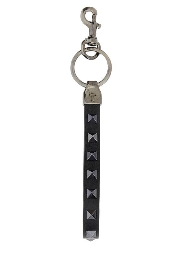 Valentino Garavani Man Black Leather Key Ring - 2
