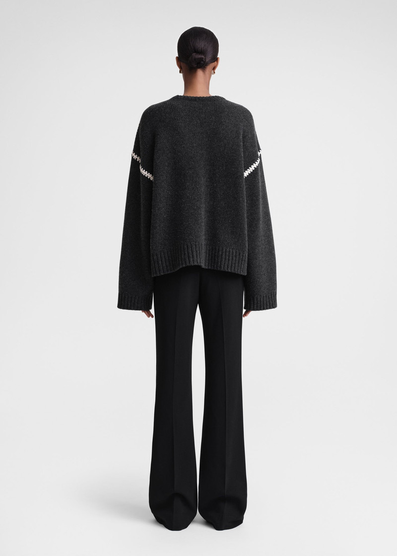 Embroidered wool cashmere knit grey melange 5