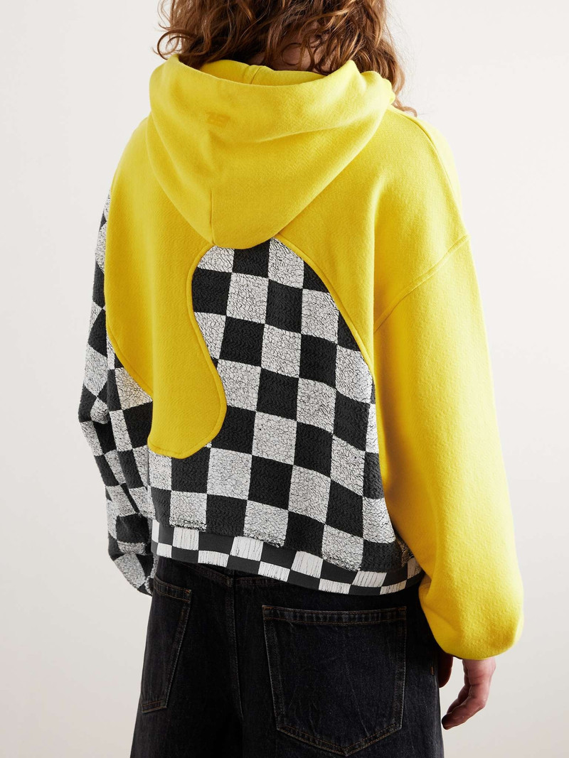 Panelled Checkerboard Cotton-Jersey Hoodie 3