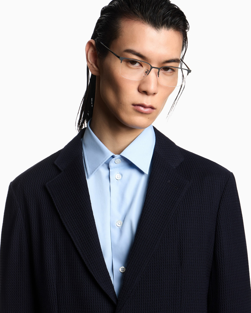 SINGLE-BREASTED JACKET IN 3D WAFFLE-EFFECT WOOL JERSEY 5