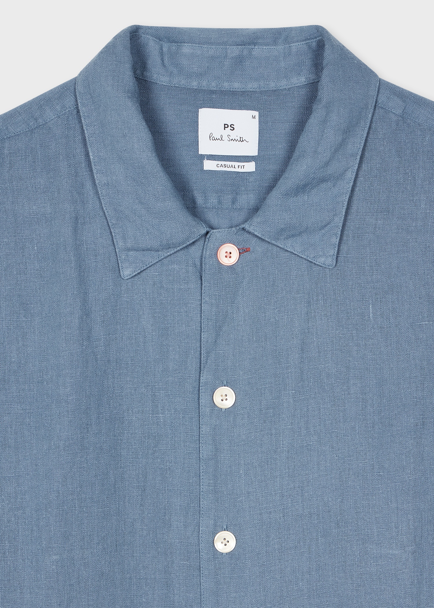 Washed Blue Linen Short-Sleeve Shirt - 3