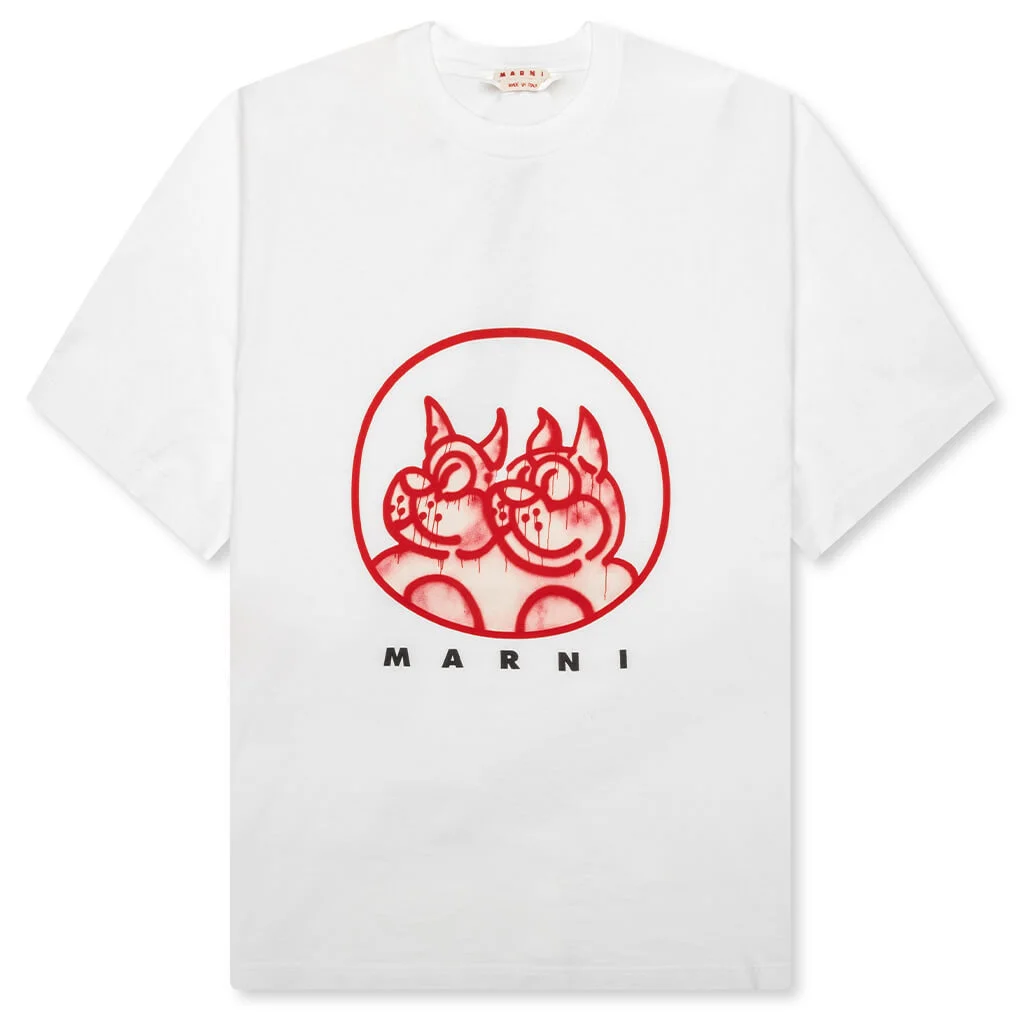 SLAWN PRINTED COTTON T-SHIRT- LILY WHITE - 1