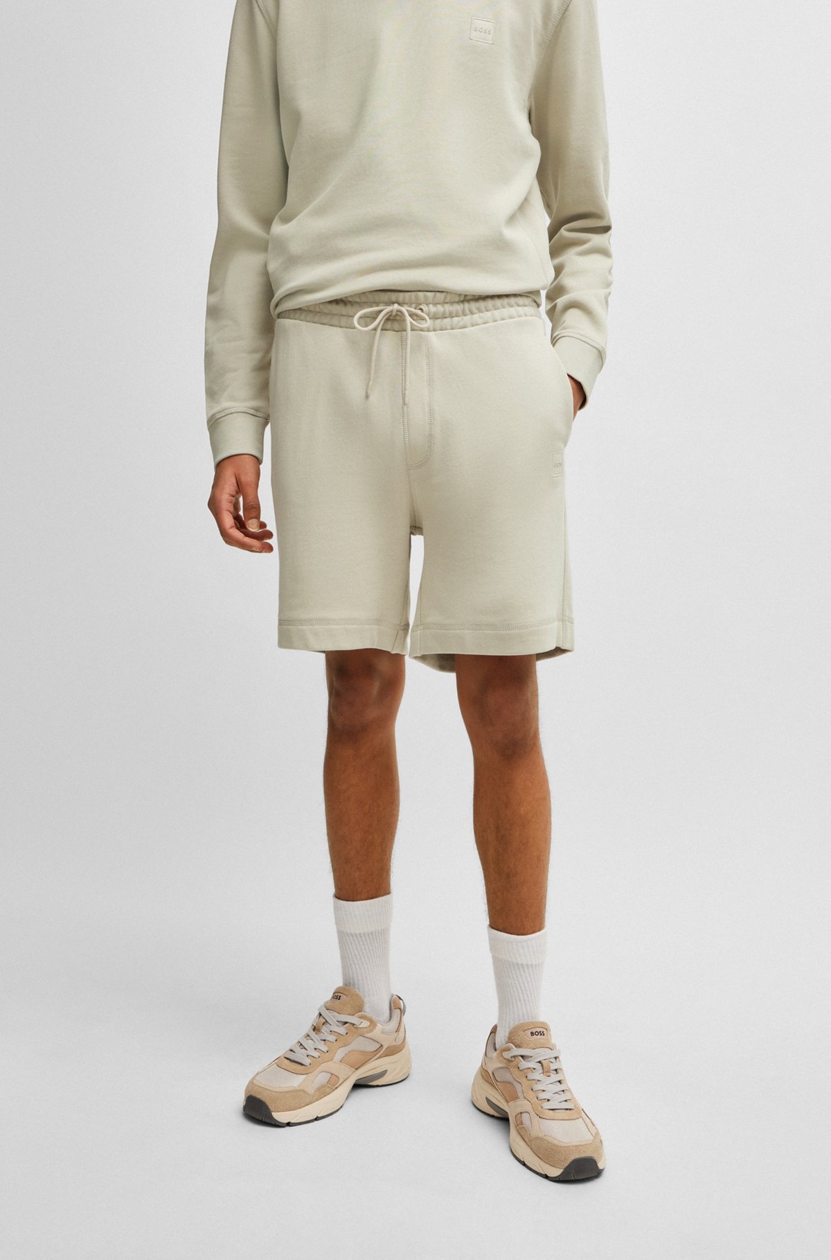 COTTON-TERRY REGULAR-FIT SHORTS WITH LOGO BADGE - 2