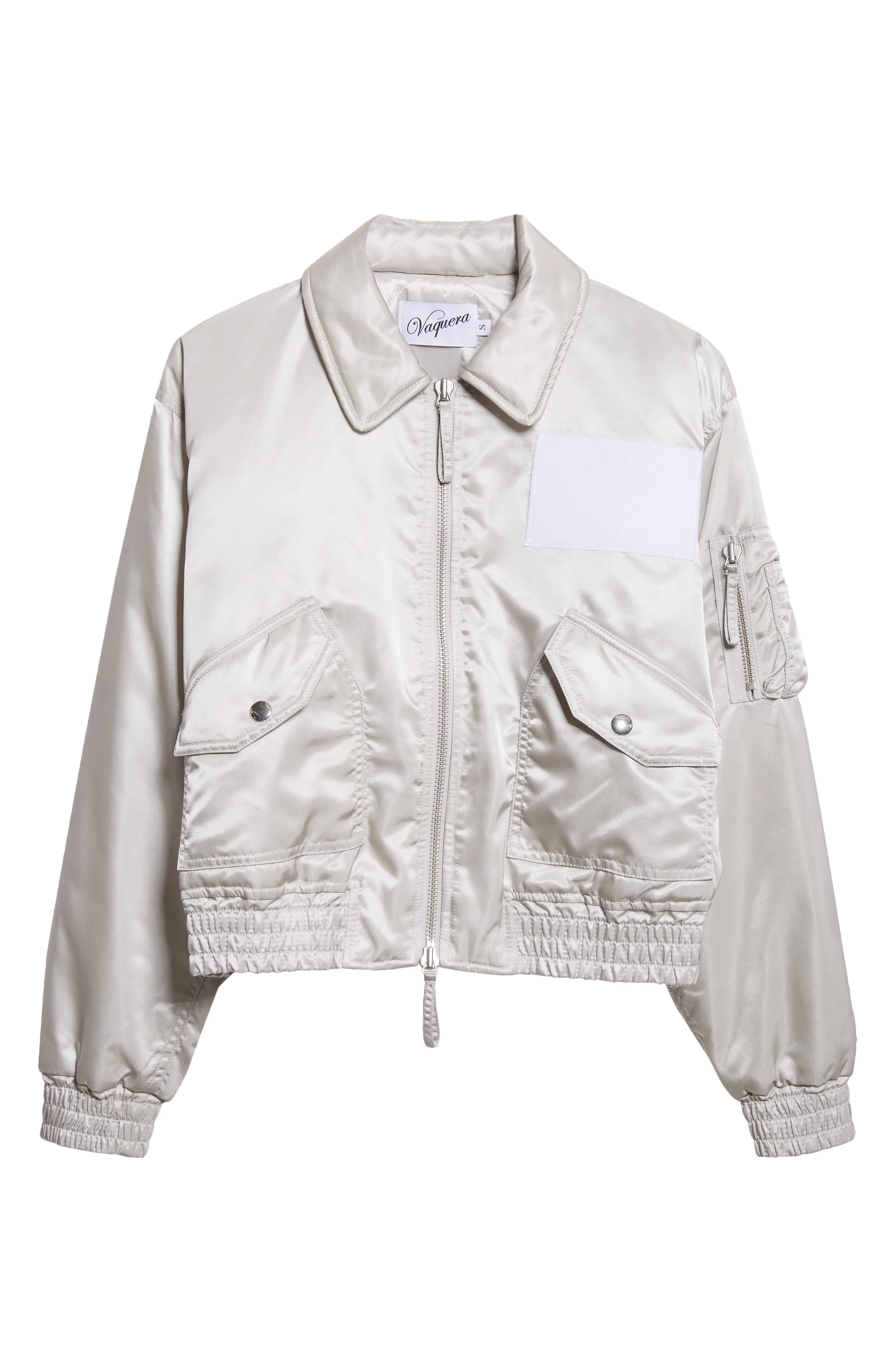Vaquera Satin Flight Jacket in Light Grey 1 at Nordstrom - 1