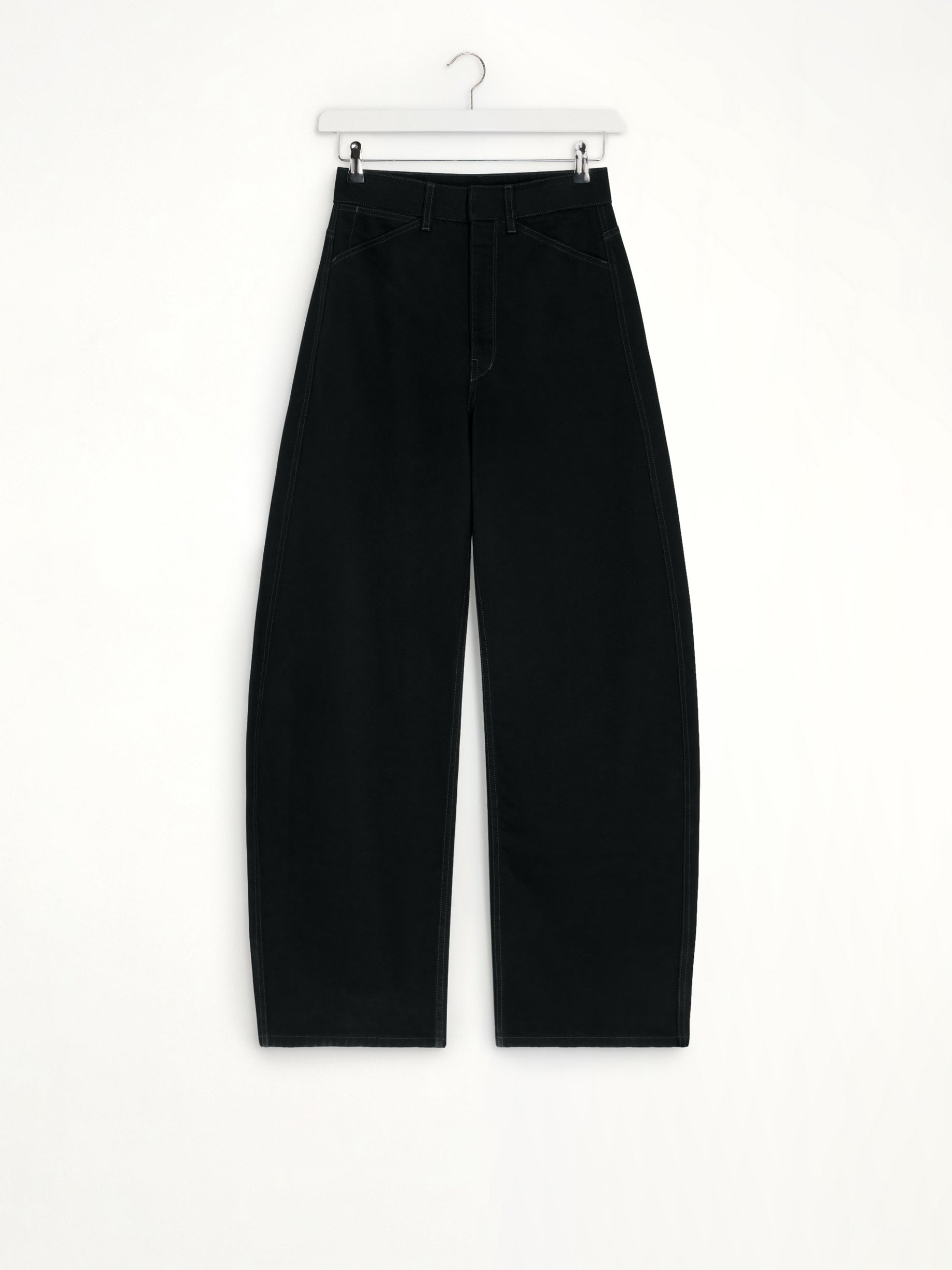 High Waisted Curved Pants in Black - 2