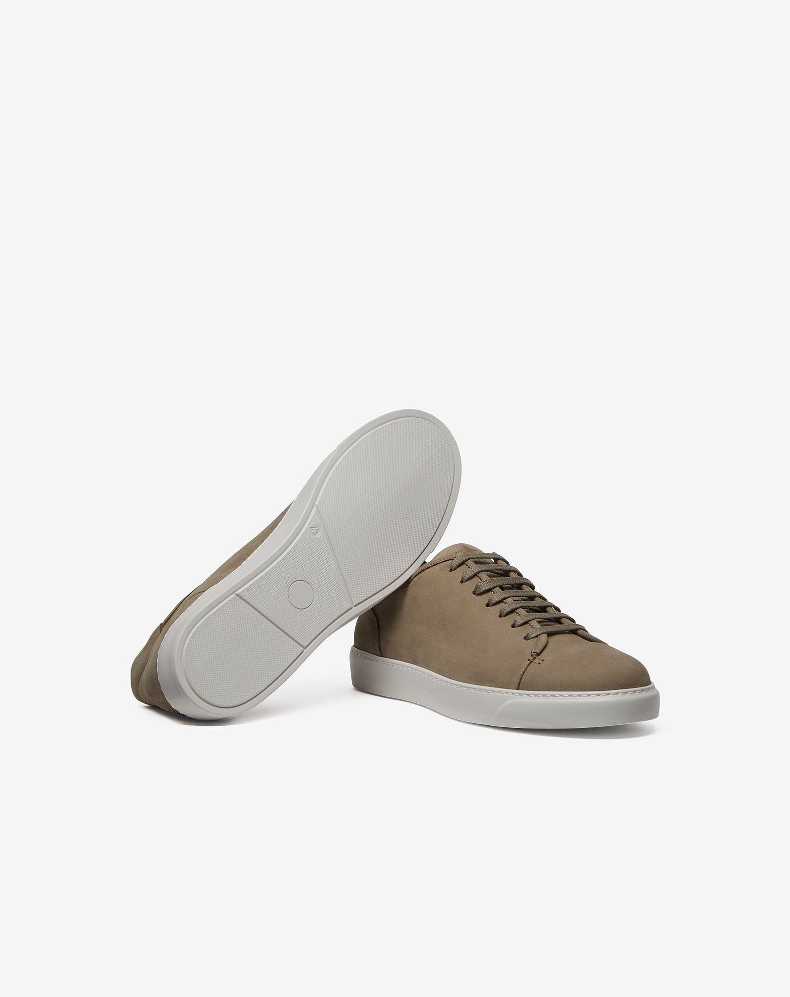 Taupe leather trainers - 4
