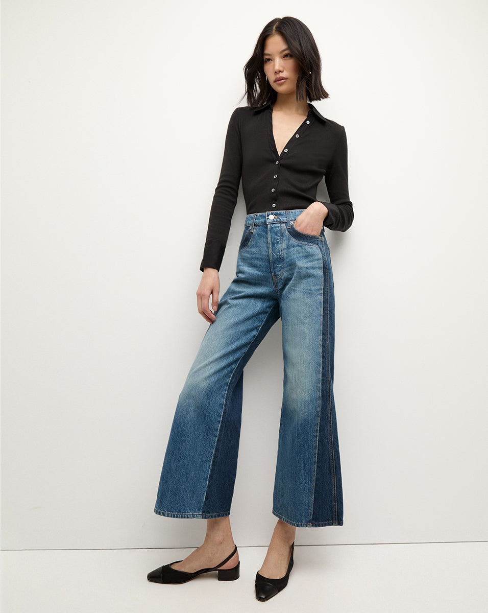 TAYLOR TWO-TONE CROPPED WIDE-LEG JEAN - 2