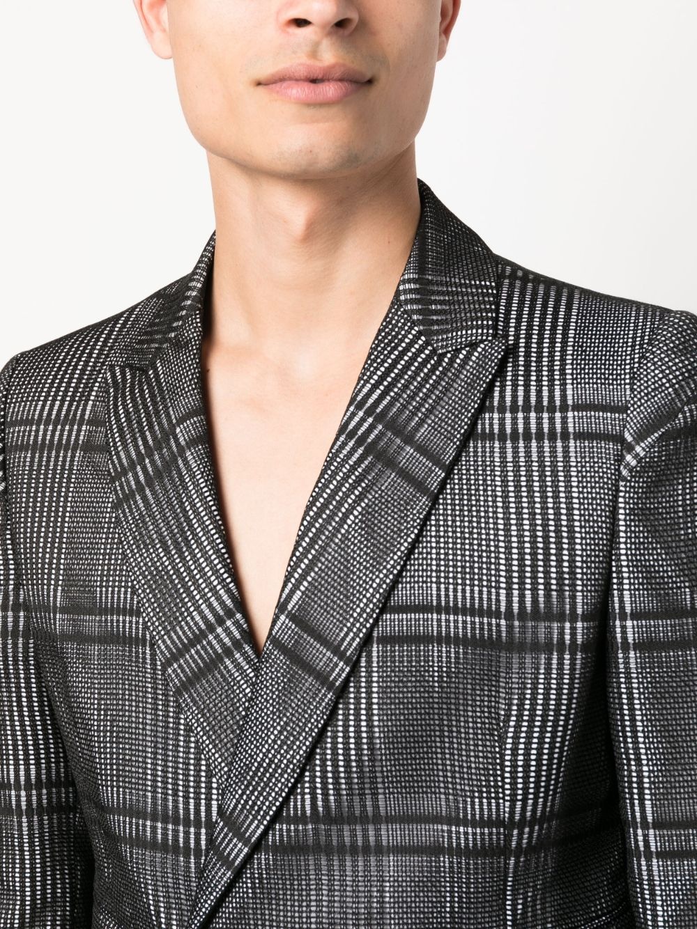 plaid-check print cotton blazer - 6