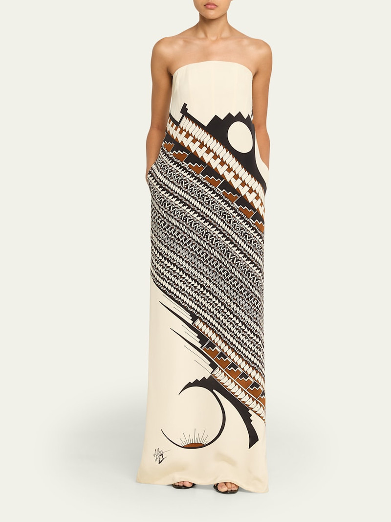 HEIRLOME x Alex Jurado Strapless Geometric Satin Column Gown outlook