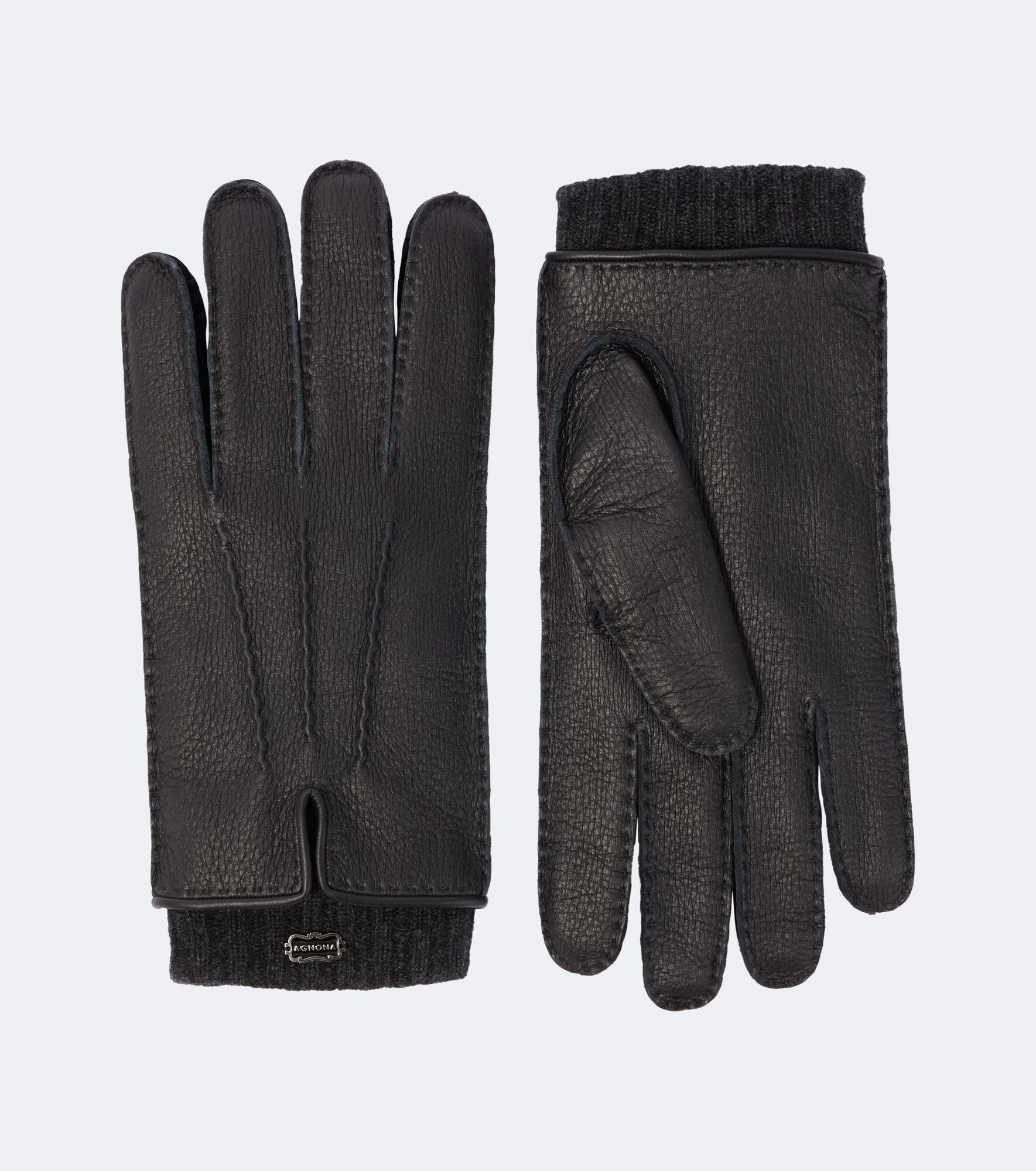 Leather and cashmere gloves - 1