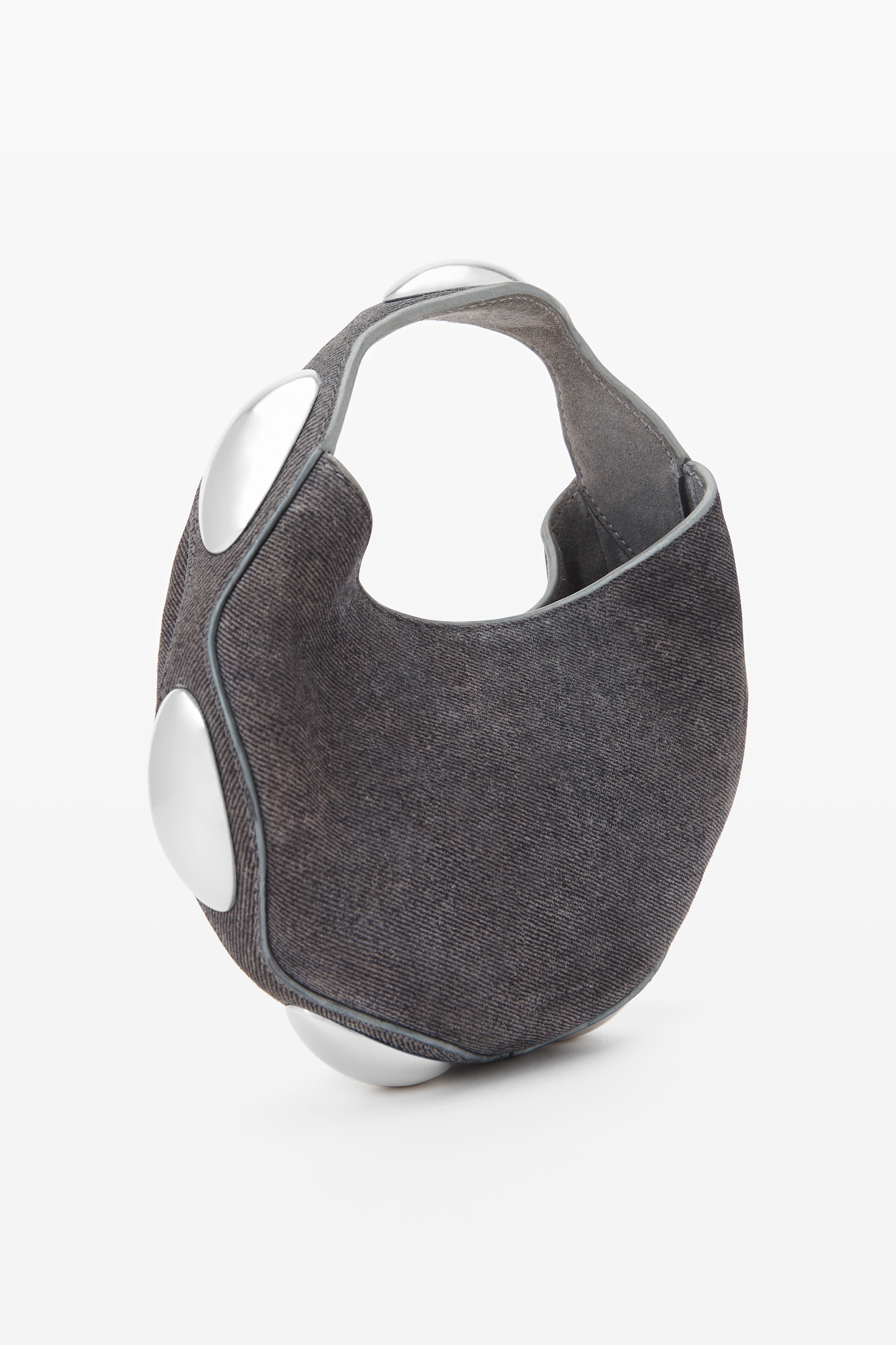 dome circular top-handle bag in trompe-l'oeil denim leather - 2