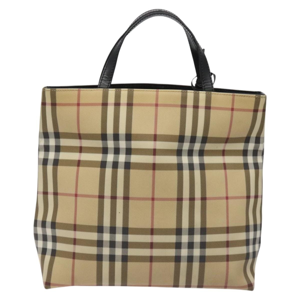 Burberry Nova Check Hand Bag Pvc Beige Silver - 2