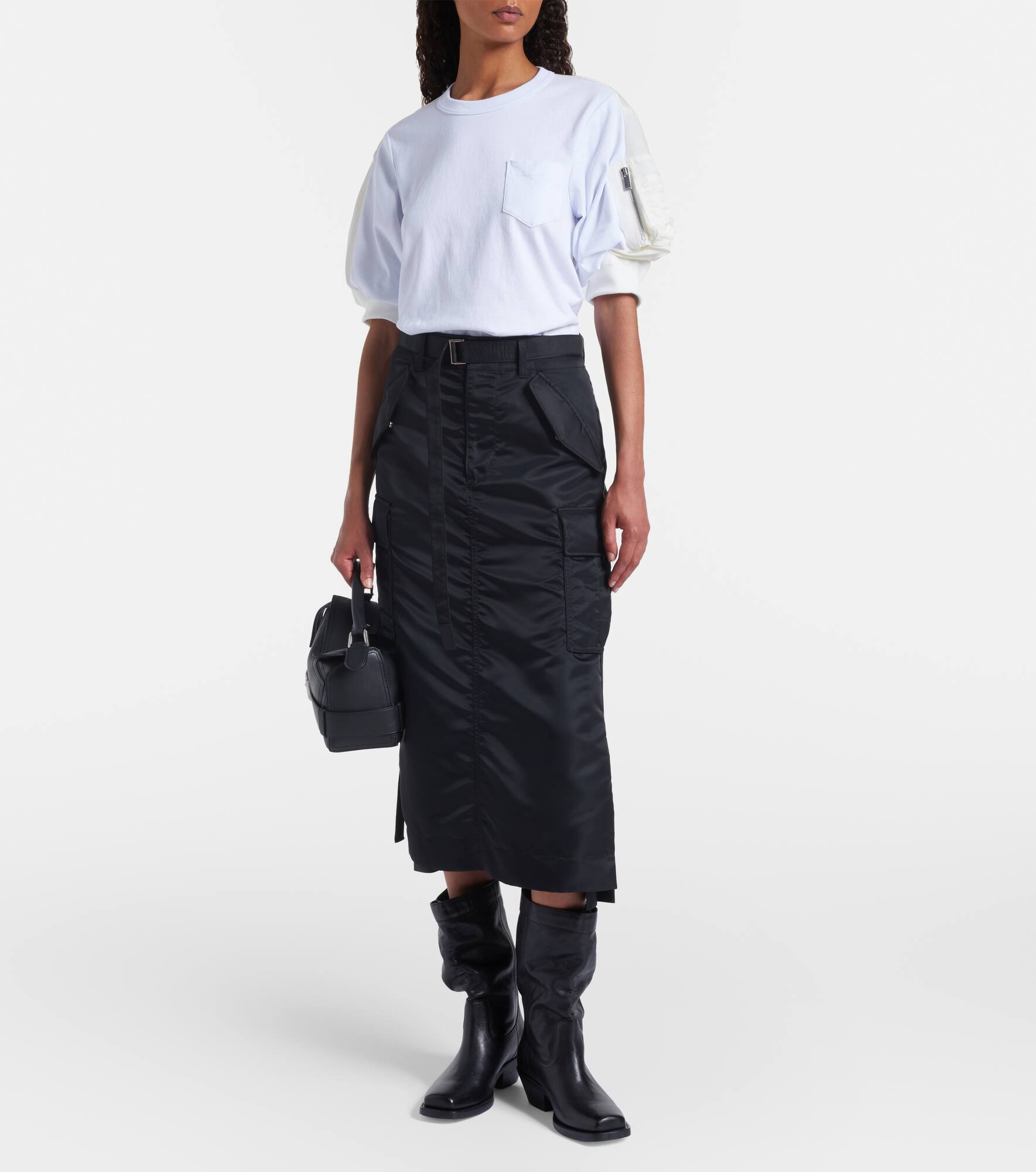 Cotton jersey and twill T-shirt - 2