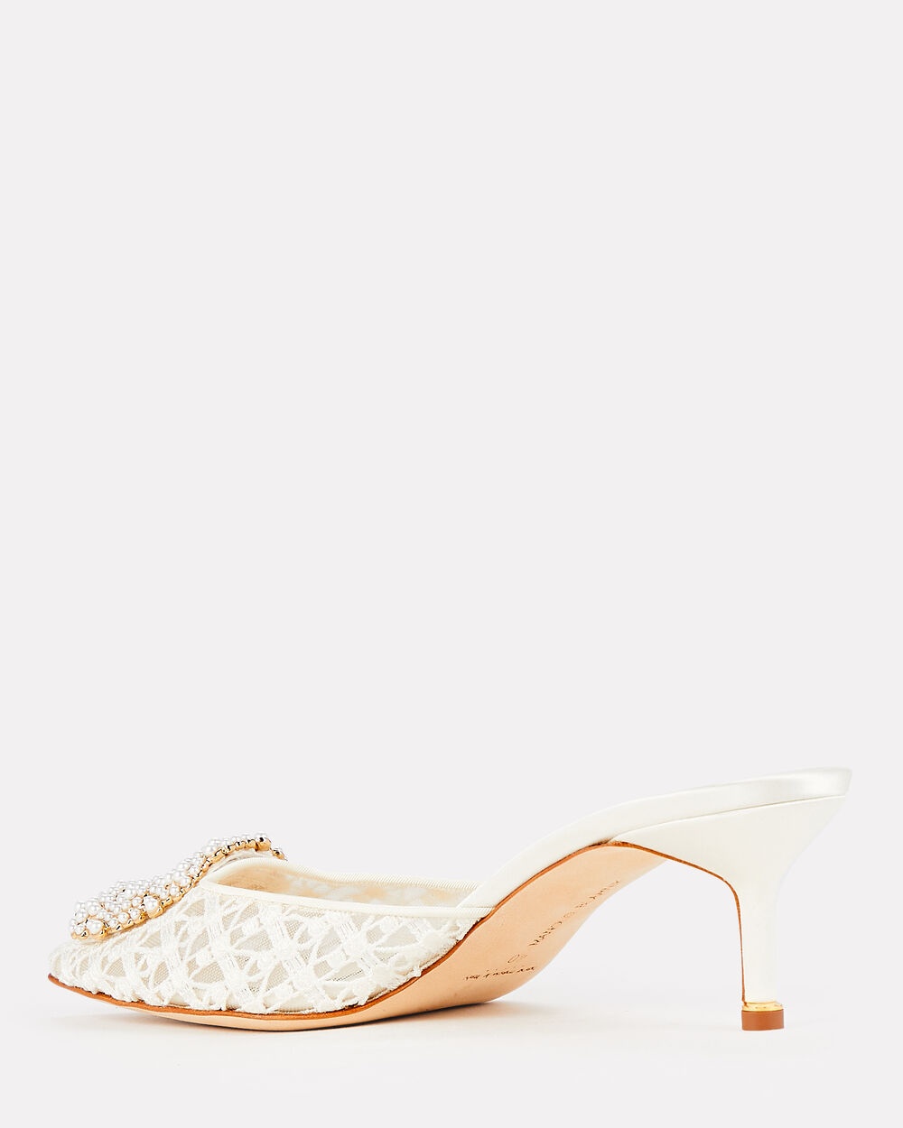 Hangisi 70 Pearl-Embellished Lace Mules - 3